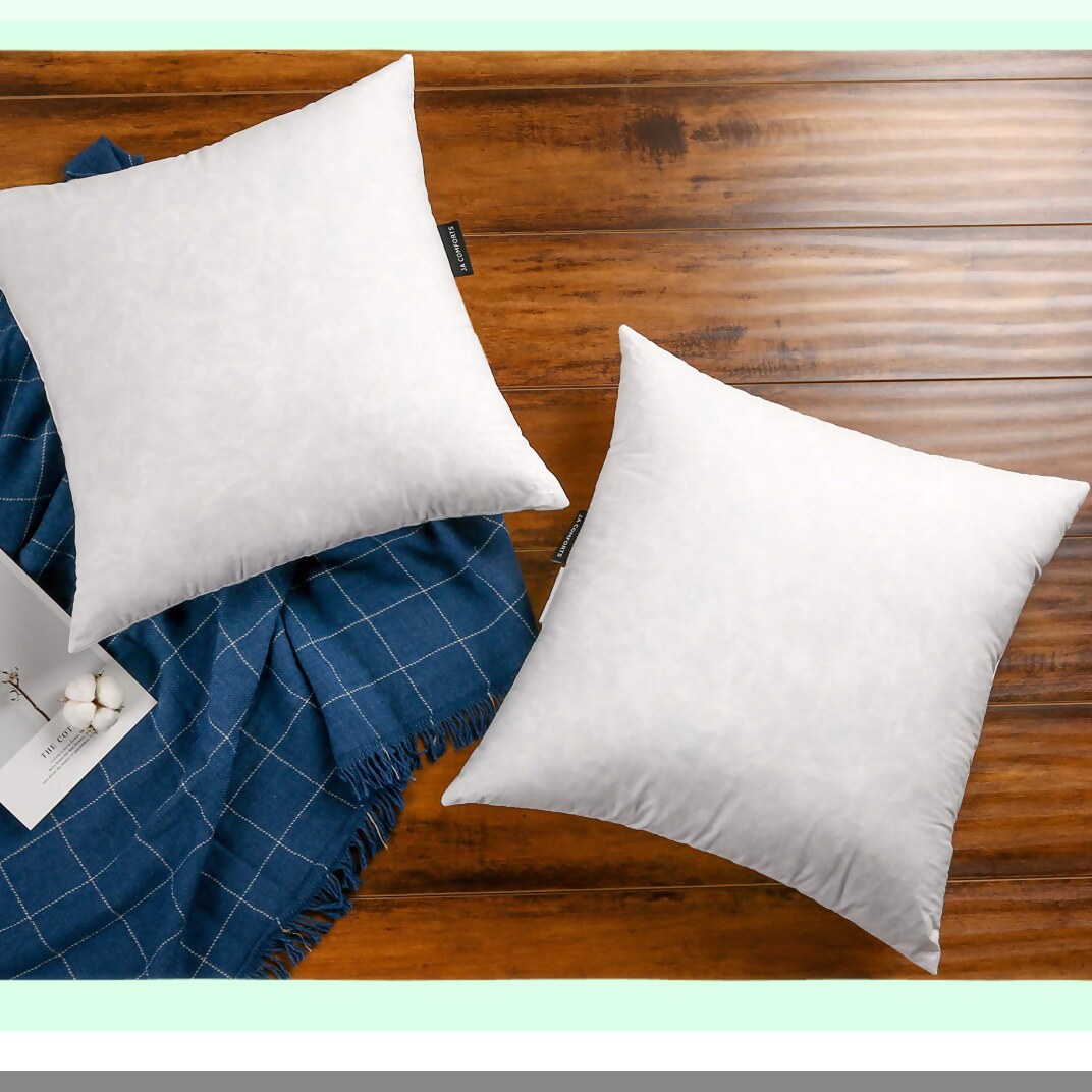 Luxury Plush Down Pillow Inserts - Set of 2 | High Fill Weight, 250 TC Cotton Cover | Premium Goose Feathers, Square Shape | White Color