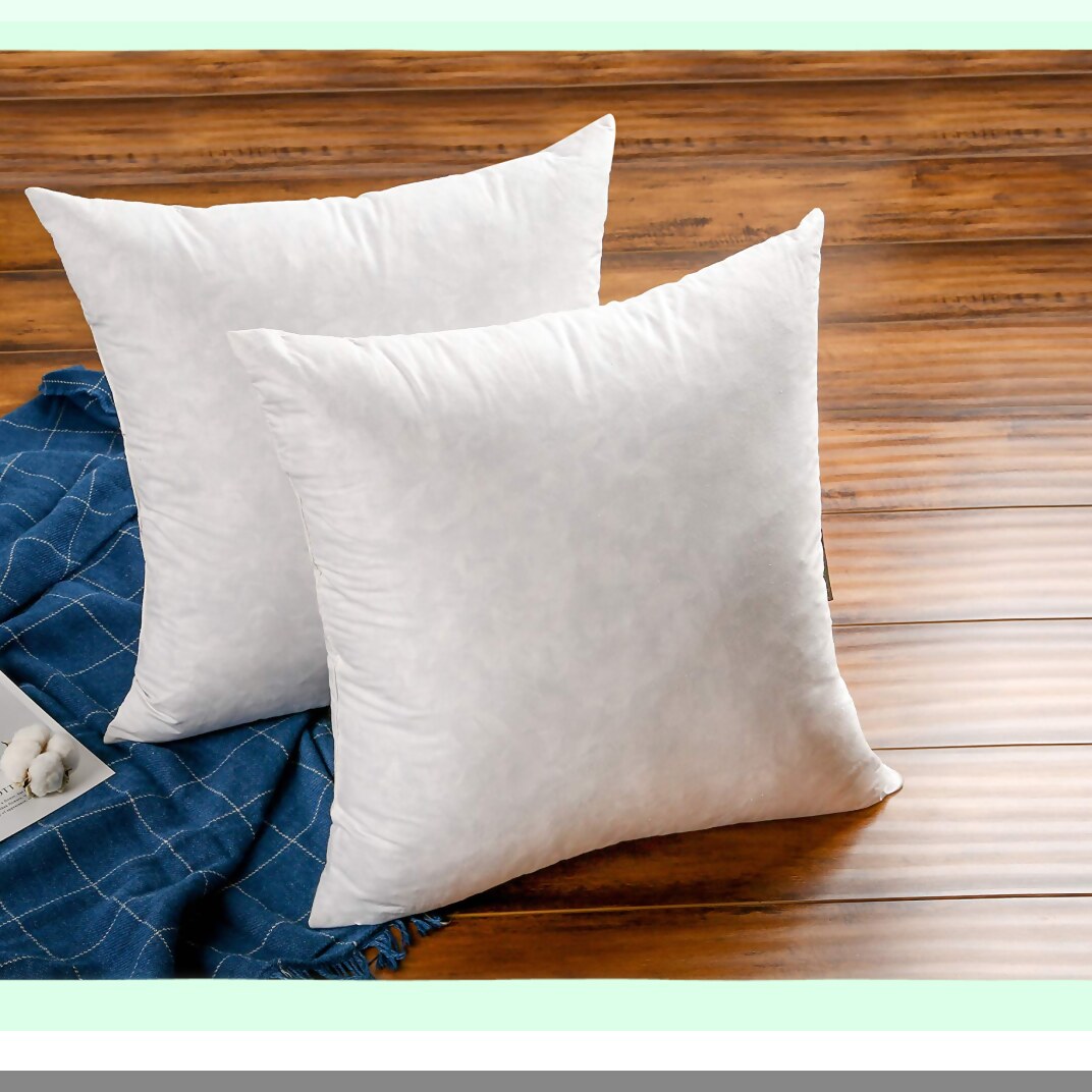 Luxury Plush Down Pillow Inserts - Set of 2 | High Fill Weight, 250 TC Cotton Cover | Premium Goose Feathers, Square Shape | White Color