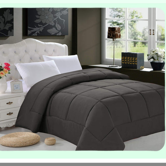 SilkySoft DoubleFill Comforter - Full/Queen Gray - Hypoallergenic Duvet Insert - Plush Bedding - All Season Lightweight - Cozy Bedroom Essential