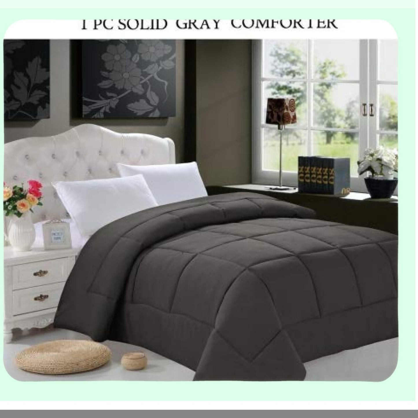 SilkySoft DoubleFill Comforter - Full/Queen Gray - Hypoallergenic Duvet Insert - Plush Bedding - All Season Lightweight - Cozy Bedroom Essential