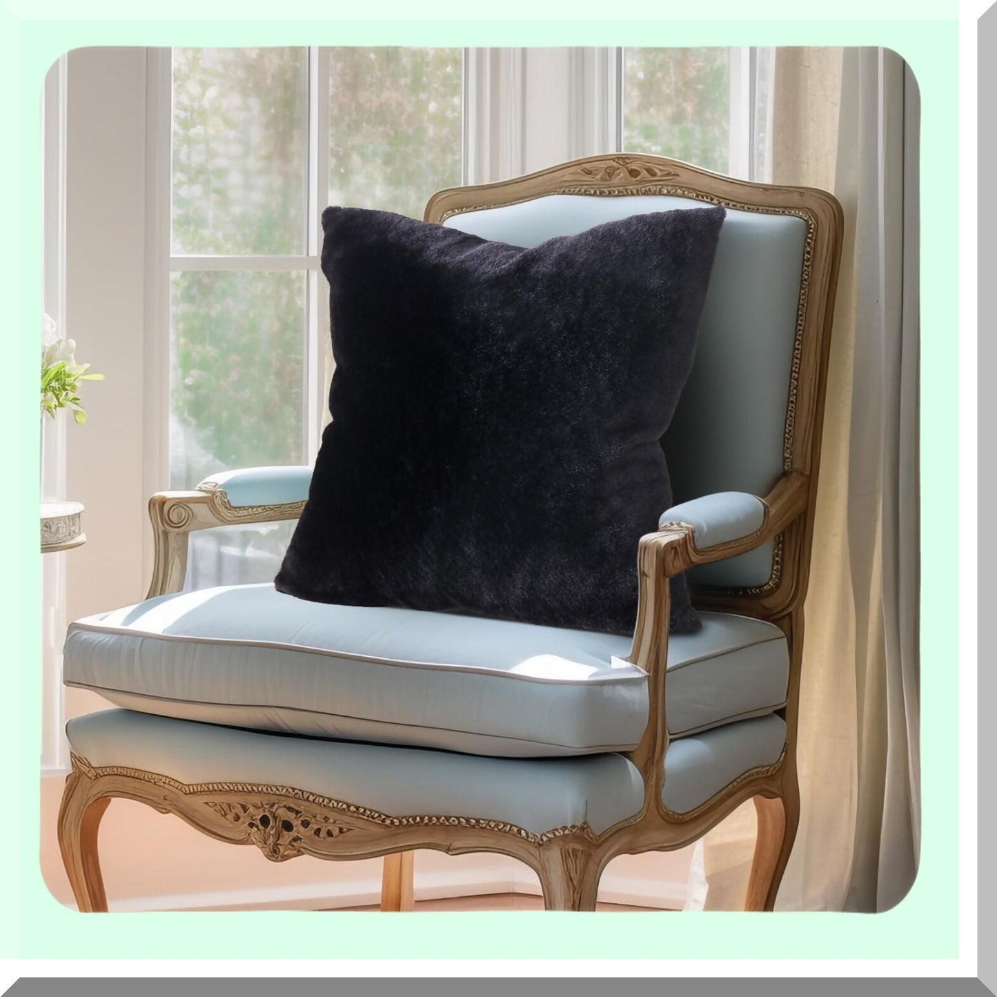 Luxury Plush Black Pillow Covers - Set of 2 18x18 Soft Fluffy Cozy Decorative Sofa Couch Living Room Pillows