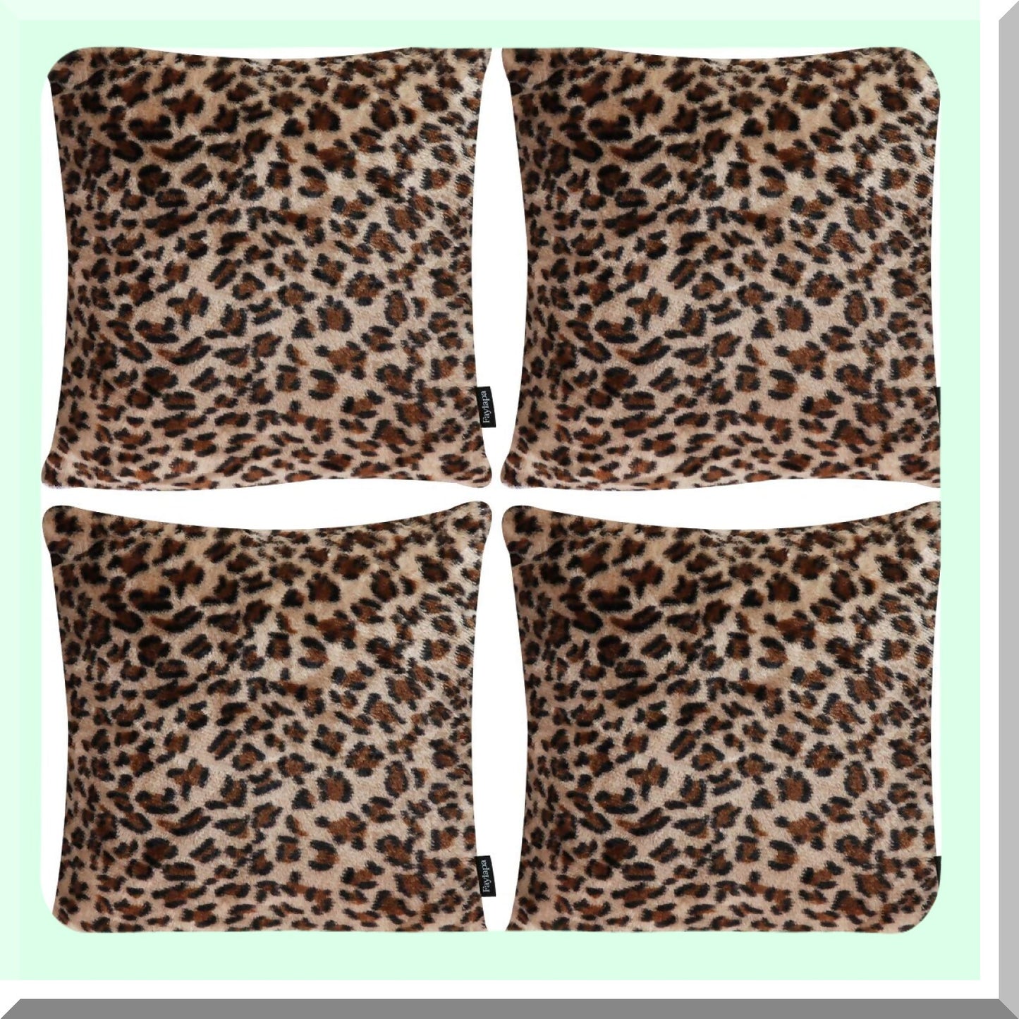 Leopard Print Plush Pillowcase Set - Animal Theme Decorative Cushion Covers (4 Pack) - Soft Throw Pillow Covers for Home Decor - 18x18 Inches
