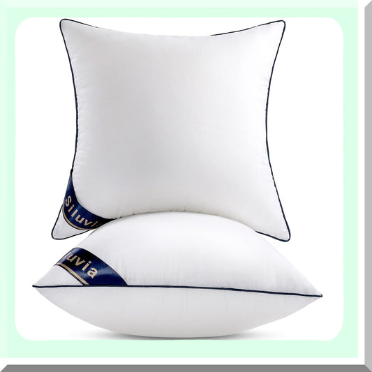 Square Cotton Comfort Pillow Set - 18x18 Decorative Inserts for Sofa, Interior Design - Set of 2 Throw Pillows for Couch Décor