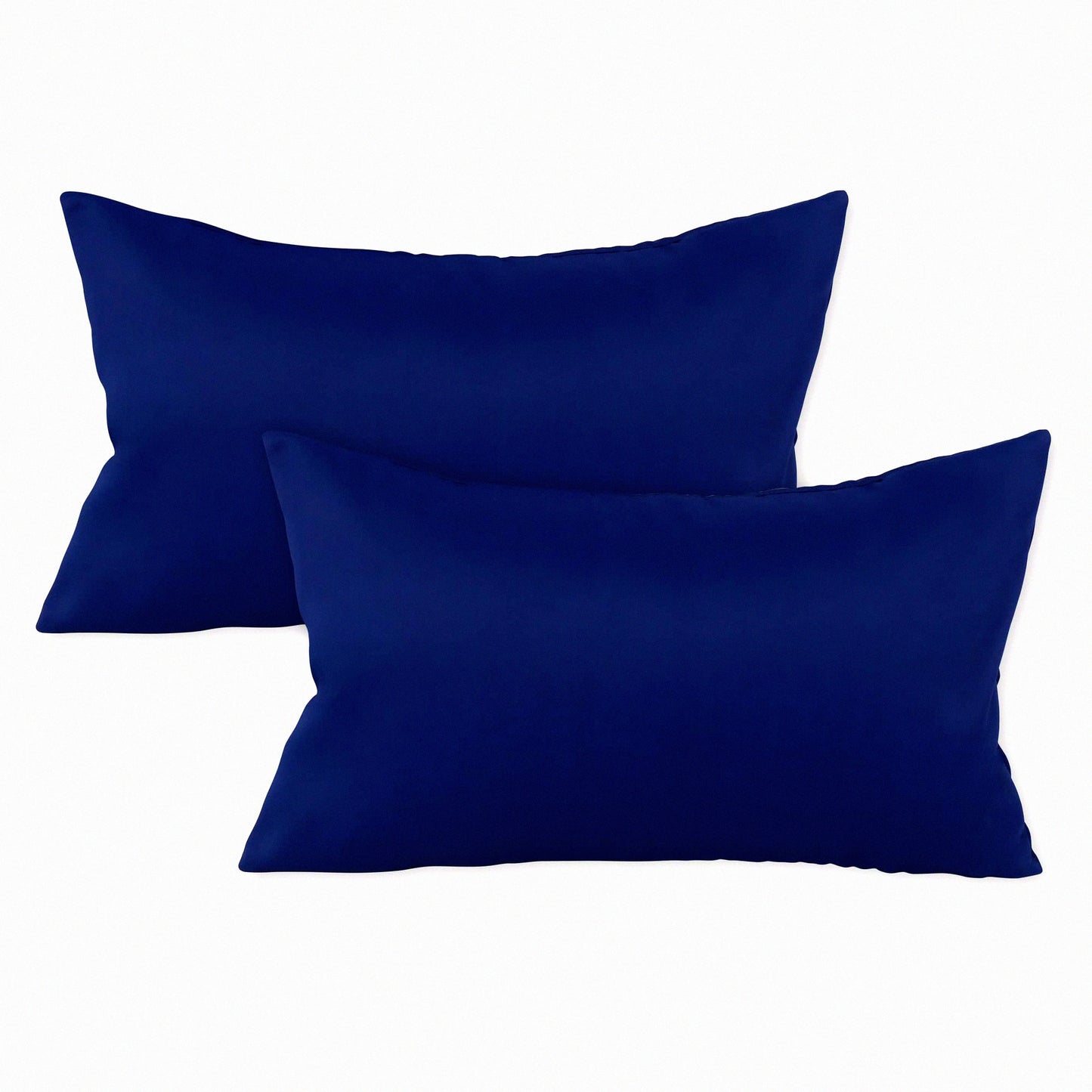 Luxury Soft Navy Blue Throw Pillow Covers - Set of 2 | Hidden Zipper Euro Sham Cushion Cases for Couch, Bed, Chair | Rectangle Cushion Cover for Living Room and Bedroom - 12X20 Inches