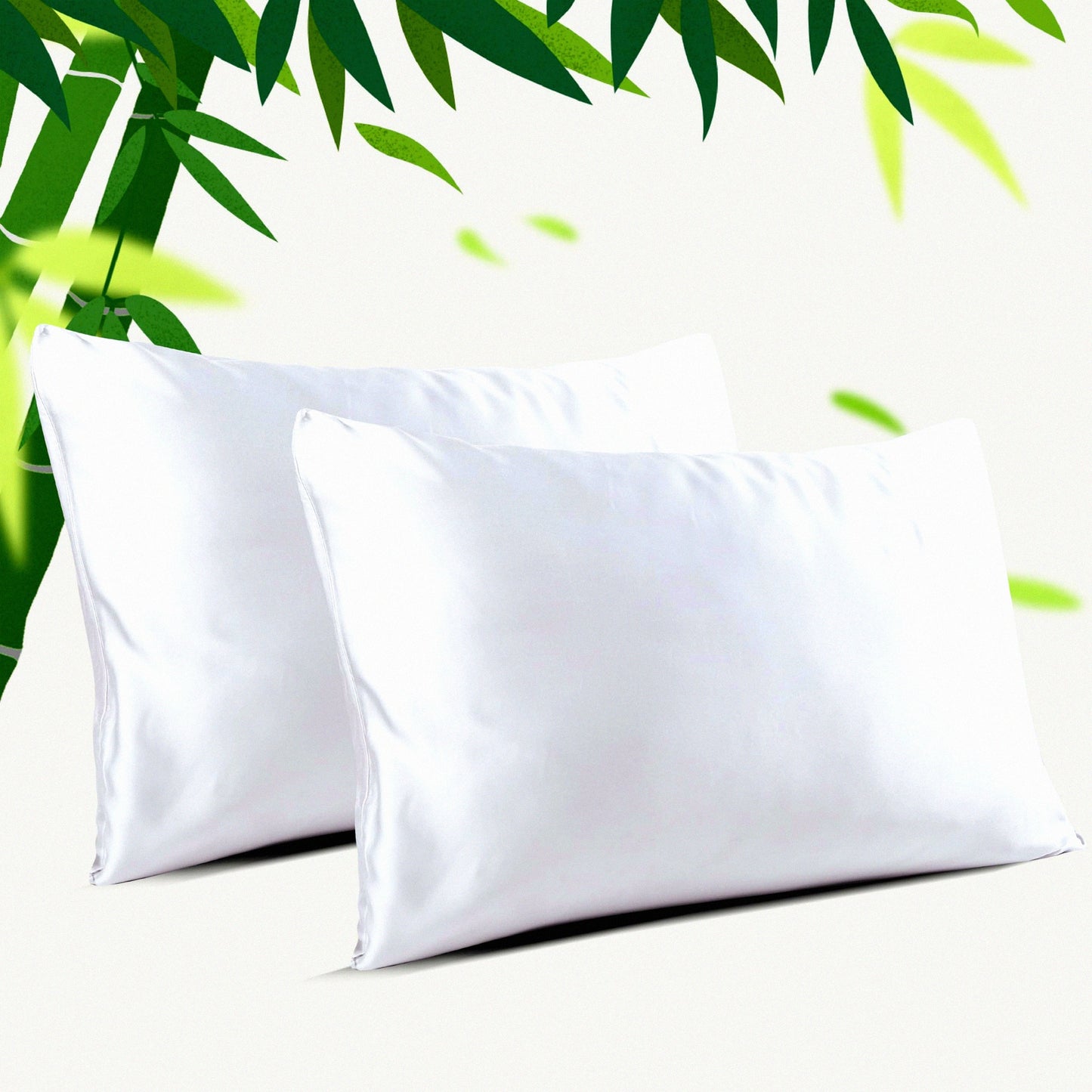 CoolBamboo PillowGuard - Set of 2 Zippered Pillow Protectors, 400 Thread Count Cooling Cases for 20x36 Pillows. Soft, Hotel Quality White Covers.