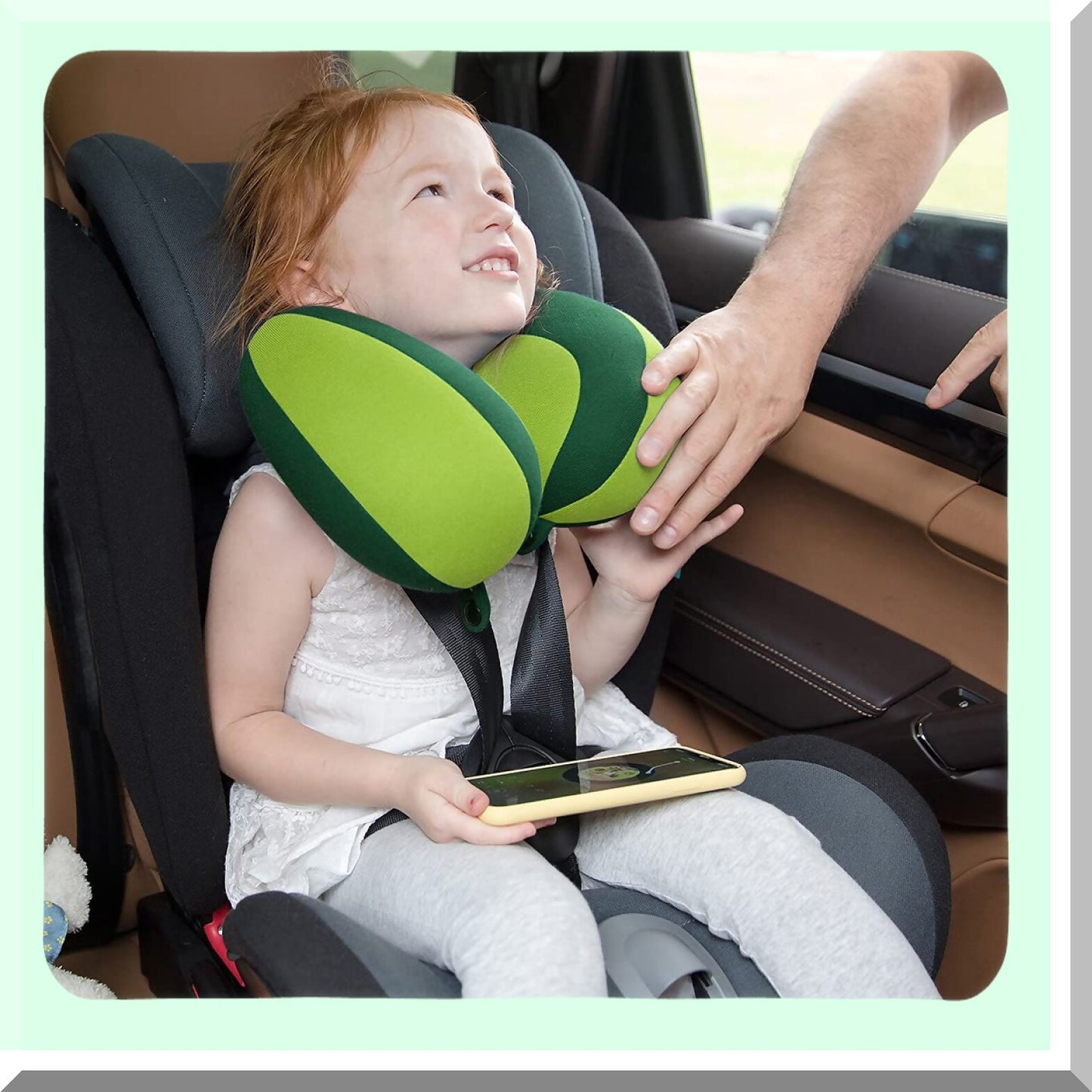 ChinGuard Kids Travel Pillow - Prevent Head Drooping, Comfortable Neck Support, Gift for Toddler/Child, Green Color, Head & Neck Support