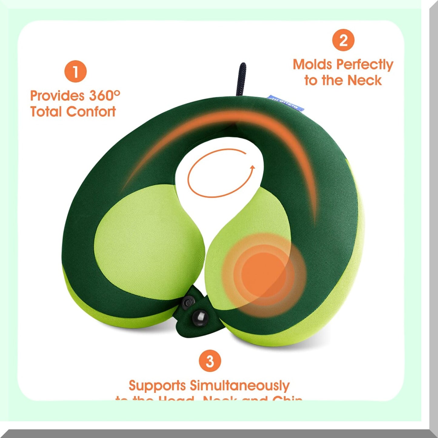 ChinGuard Kids Travel Pillow - Prevent Head Drooping, Comfortable Neck Support, Gift for Toddler/Child, Green Color, Head & Neck Support