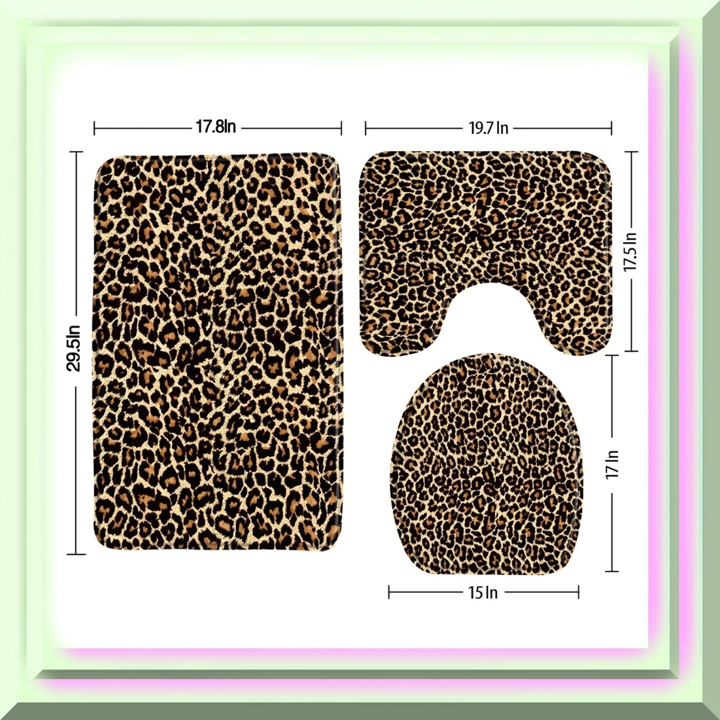 Leopard Print 3-Piece Memory Foam Bath Rug Set