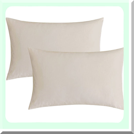 SoftDreams Cotton Pillowcase Set - 2 Pack Grey Pillow Covers, Envelope Closure, Breathable & Washed for Ultimate Comfort. (Pillows not Included)