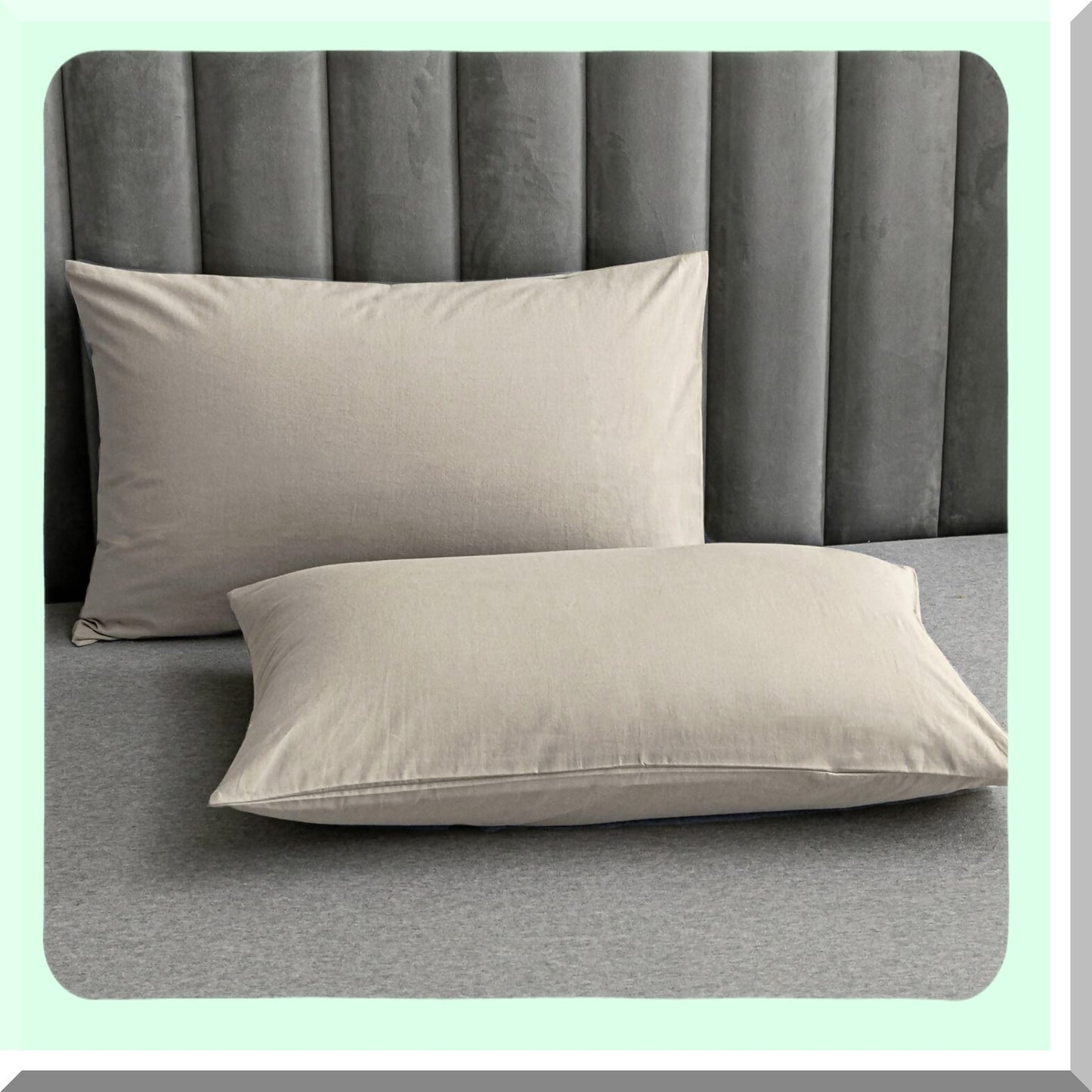 SoftDreams Cotton Pillowcase Set - 2 Pack Grey Pillow Covers, Envelope Closure, Breathable & Washed for Ultimate Comfort. (Pillows not Included)
