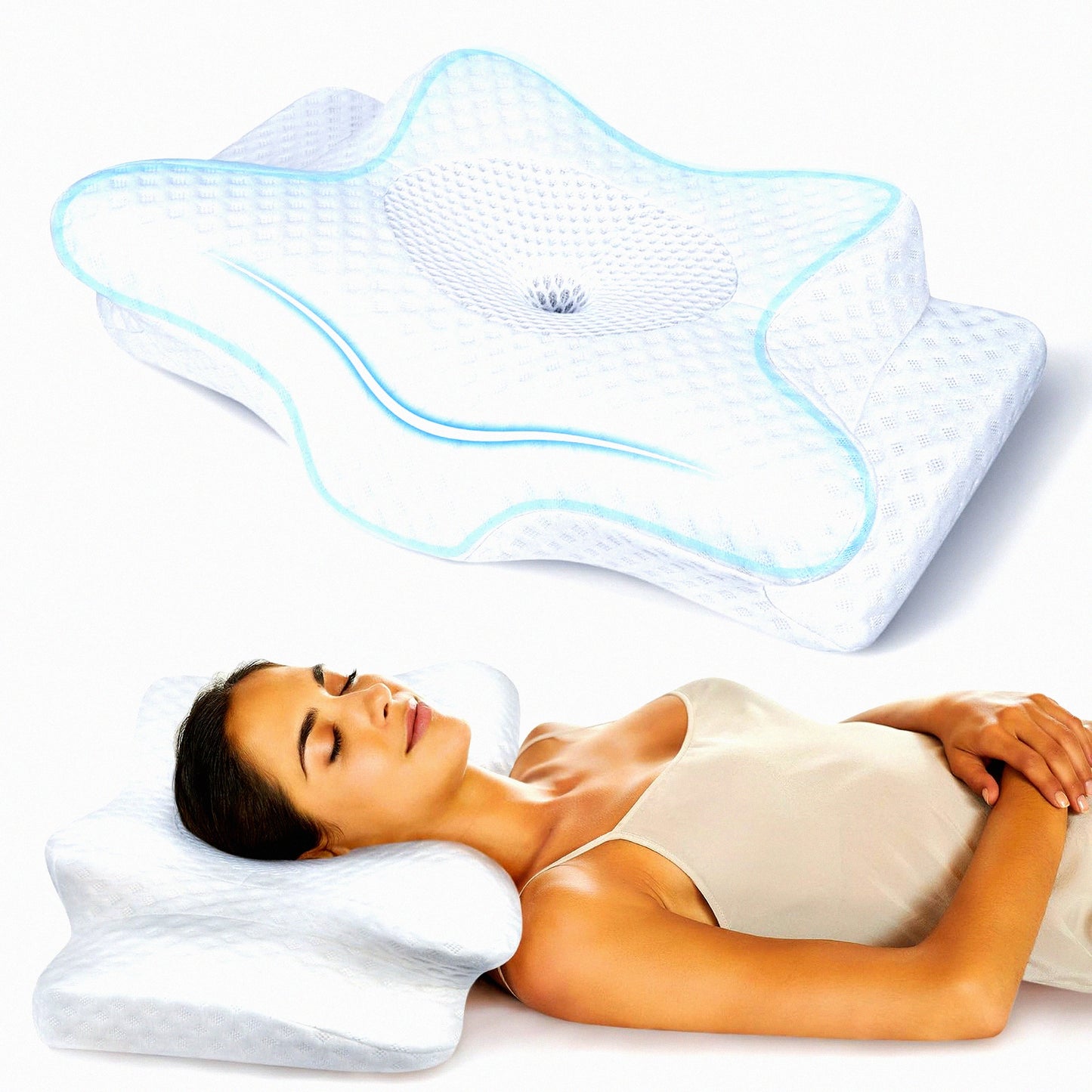 OrthoRelax Memory Foam Neck Support Pillow - Pain Relief Cervical Pillow for Shoulder & Neck, Adjustable Sweet Sleep Pillow for Side, Back, Stomach Sleeper.