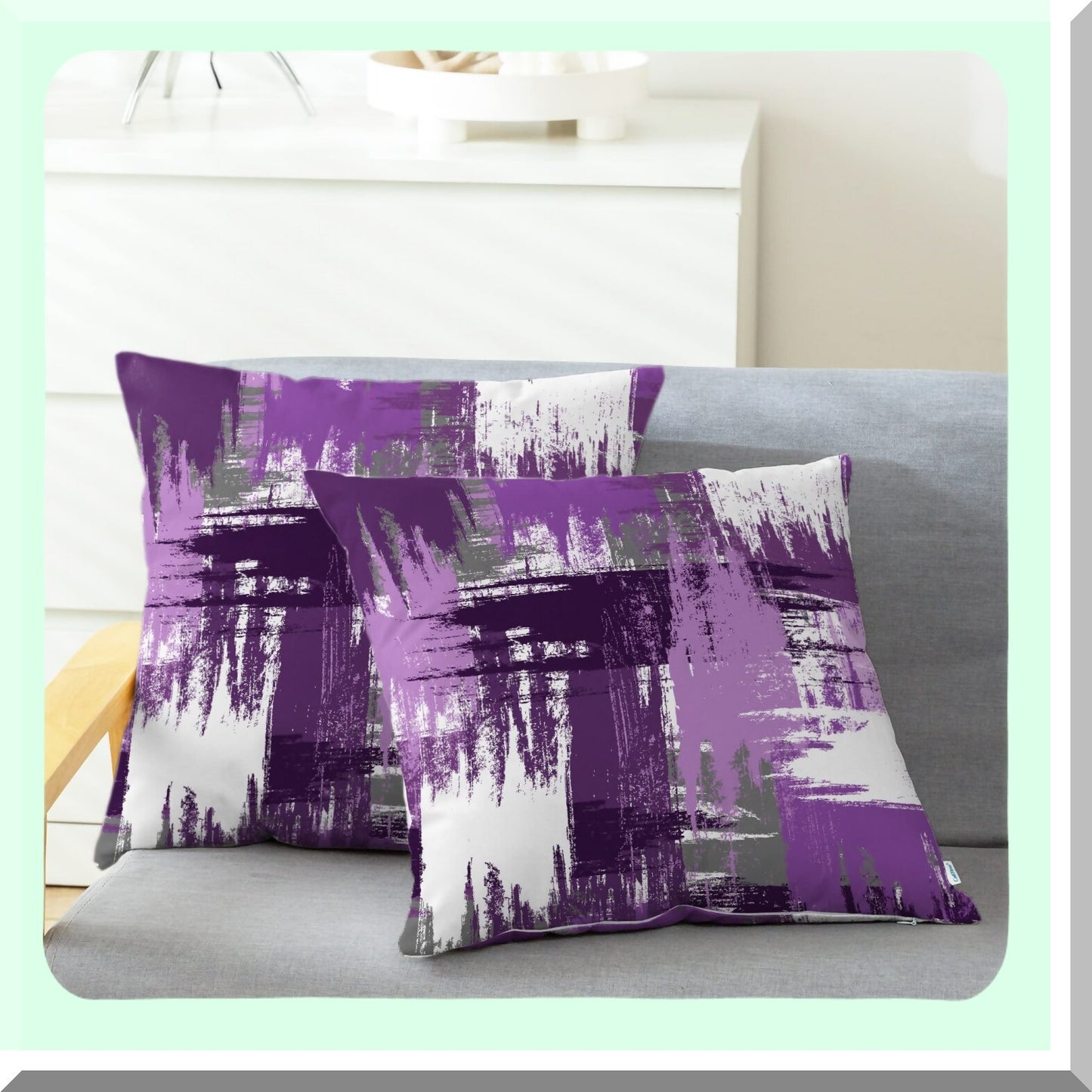 CozyFleece Watercolor Brush Strokes Pillow Cases - Pack of 2 Decorative Cushion Covers for Couch Bed Sofa - Farmhouse Decoration 18 X 18 Purple