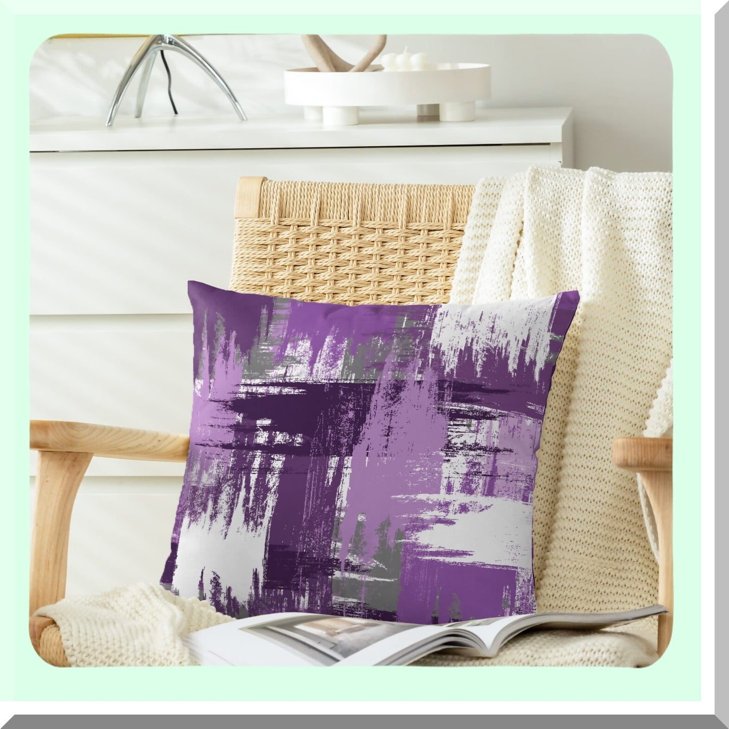 CozyFleece Watercolor Brush Strokes Pillow Cases - Pack of 2 Decorative Cushion Covers for Couch Bed Sofa - Farmhouse Decoration 18 X 18 Purple