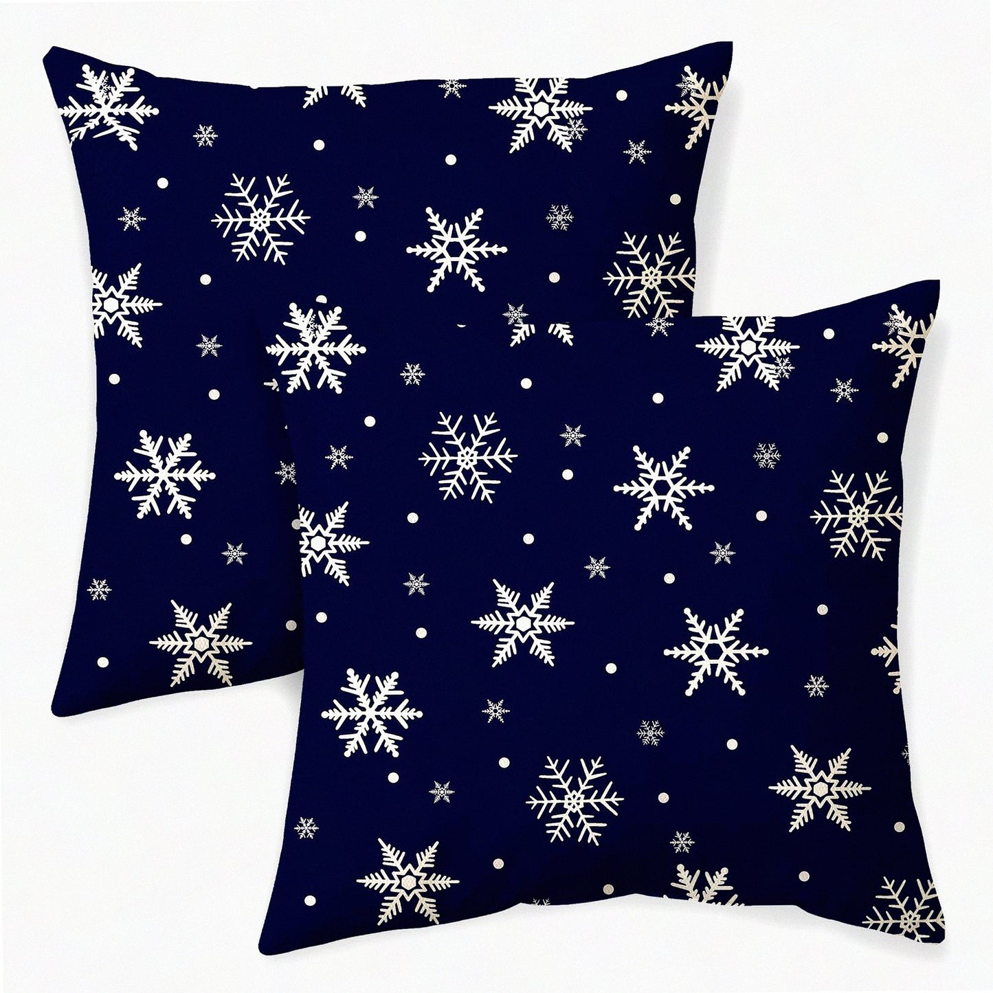 Winter Wonderland Snowflake Pillow Covers - Set of 2 Navy Blue & White 18x18 Decorative Throw Pillows for Couch, Farmhouse Cushion Covers for Bed & Sofa. Perfect Xmas Outdoor Decor!