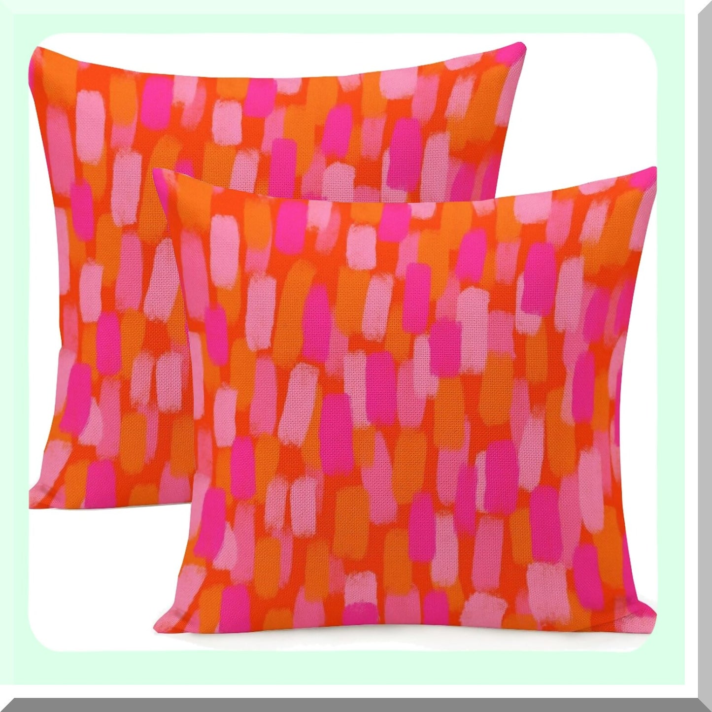 Retro 70s Aesthetic Brushstroke Pillow Covers - Set of 2 | Pink Orange Throw Pillowcase for Living Room, Bed, Couch, Sofa | Trendy Funky Home Decor - 18"X18" Cozy Cushion Cover for Dorm College