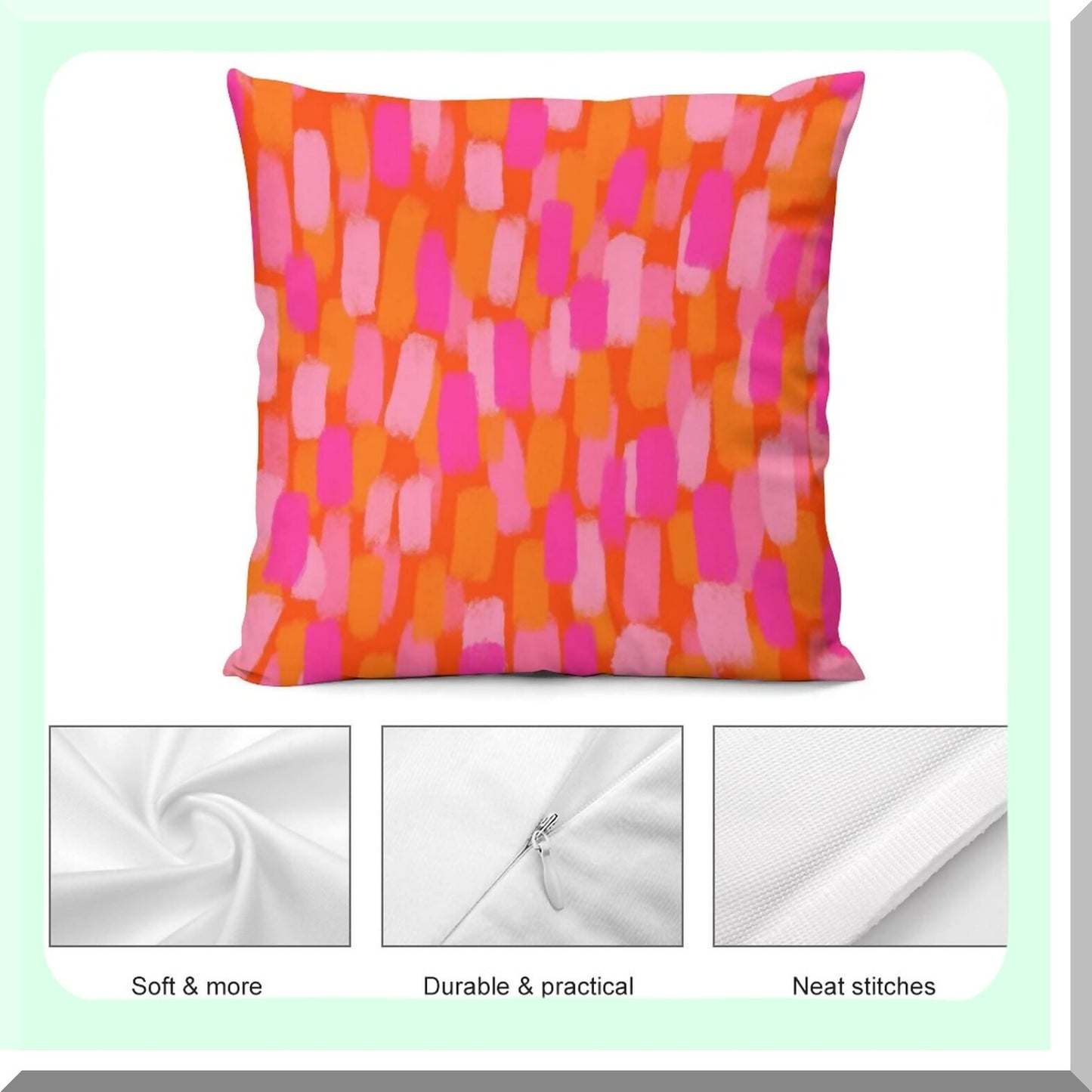 Retro 70s Aesthetic Brushstroke Pillow Covers - Set of 2 | Pink Orange Throw Pillowcase for Living Room, Bed, Couch, Sofa | Trendy Funky Home Decor - 18"X18" Cozy Cushion Cover for Dorm College