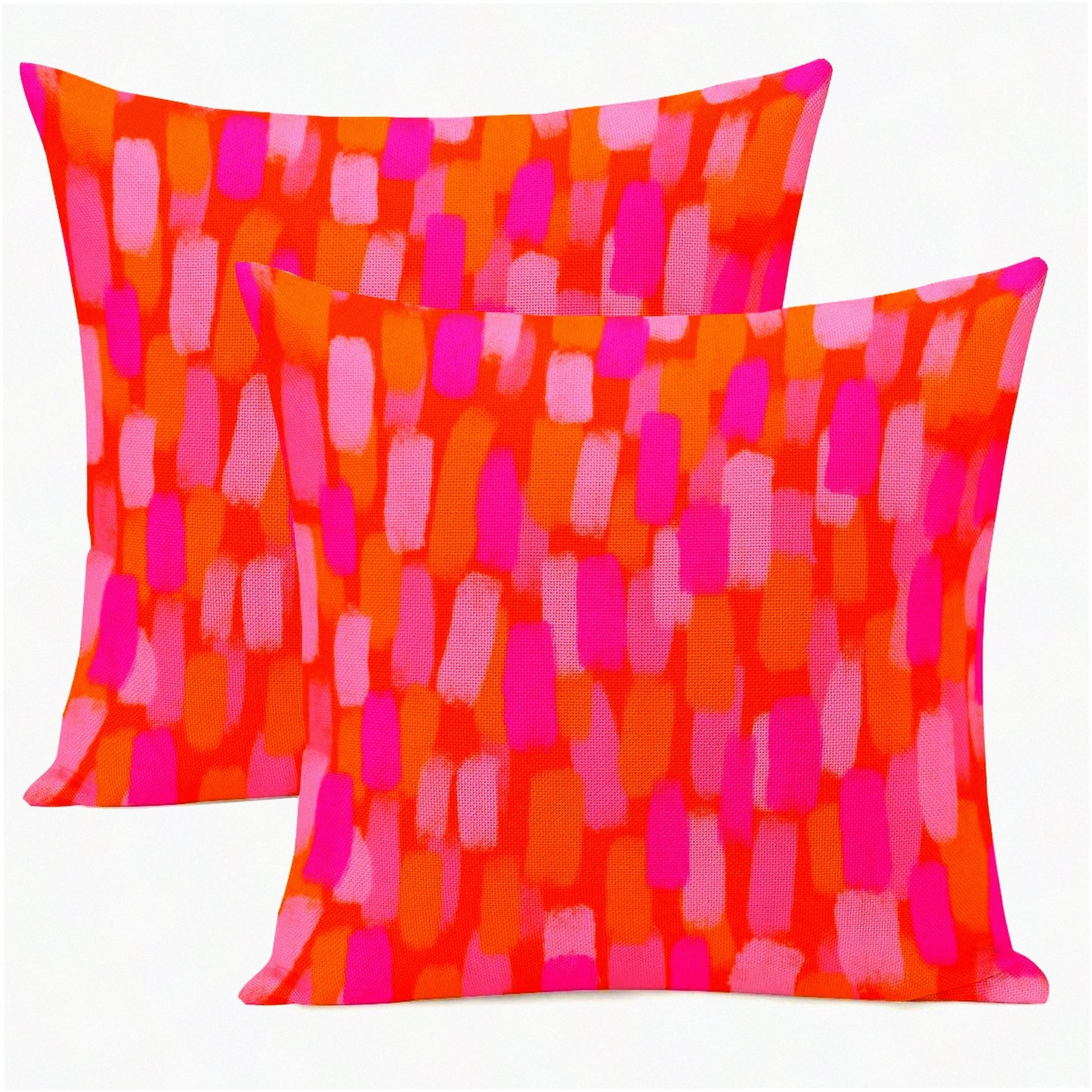 Retro 70s Aesthetic Brushstroke Pillow Covers - Set of 2 | Pink Orange Throw Pillowcase for Living Room, Bed, Couch, Sofa | Trendy Funky Home Decor - 18"X18" Cozy Cushion Cover for Dorm College
