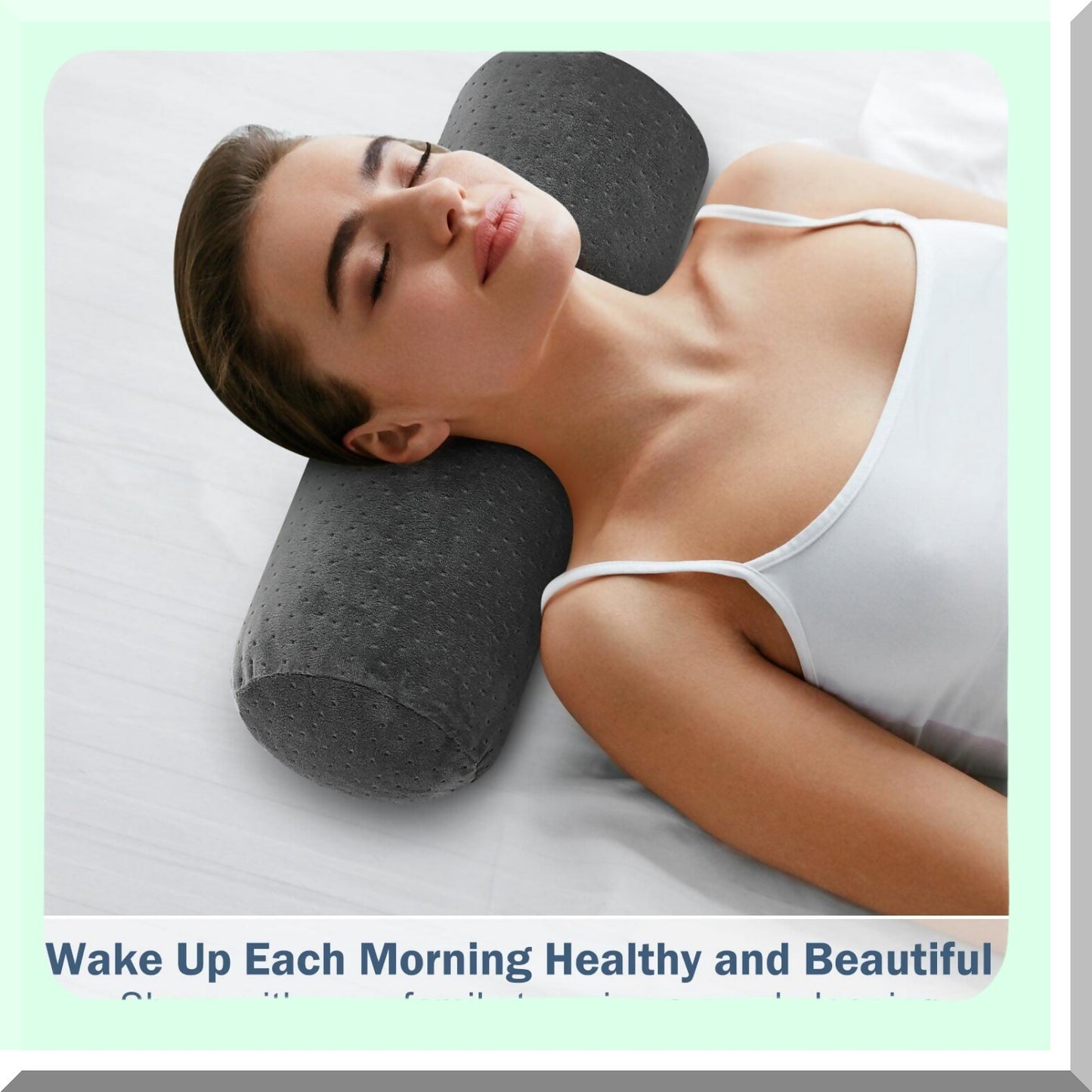 Velvet Cervical Pillow Cover Set - Soft Bolster Pillowcases for Neck Roll Pillow - Round Zippered Case - Ash Black - 18 x 6 Inches - 2 Pcs