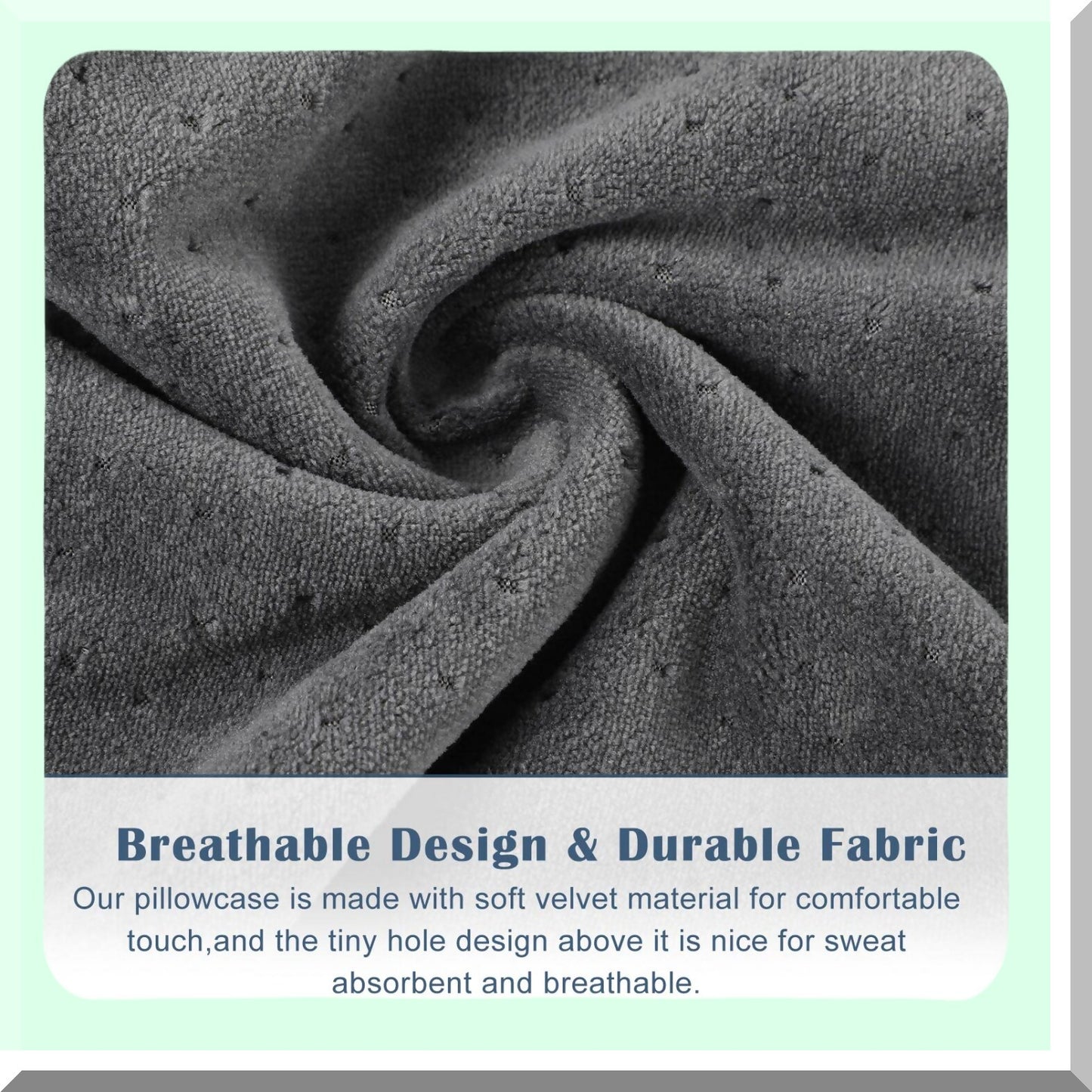 Velvet Cervical Pillow Cover Set - Soft Bolster Pillowcases for Neck Roll Pillow - Round Zippered Case - Ash Black - 18 x 6 Inches - 2 Pcs