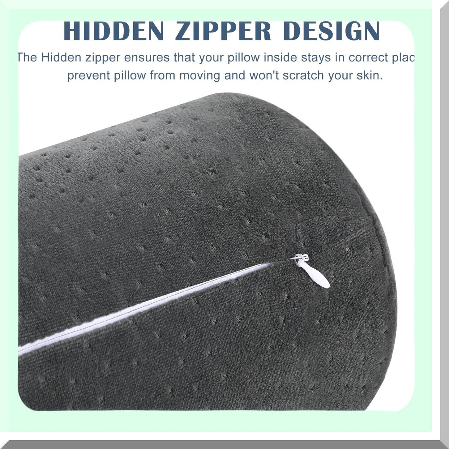 Velvet Cervical Pillow Cover Set - Soft Bolster Pillowcases for Neck Roll Pillow - Round Zippered Case - Ash Black - 18 x 6 Inches - 2 Pcs