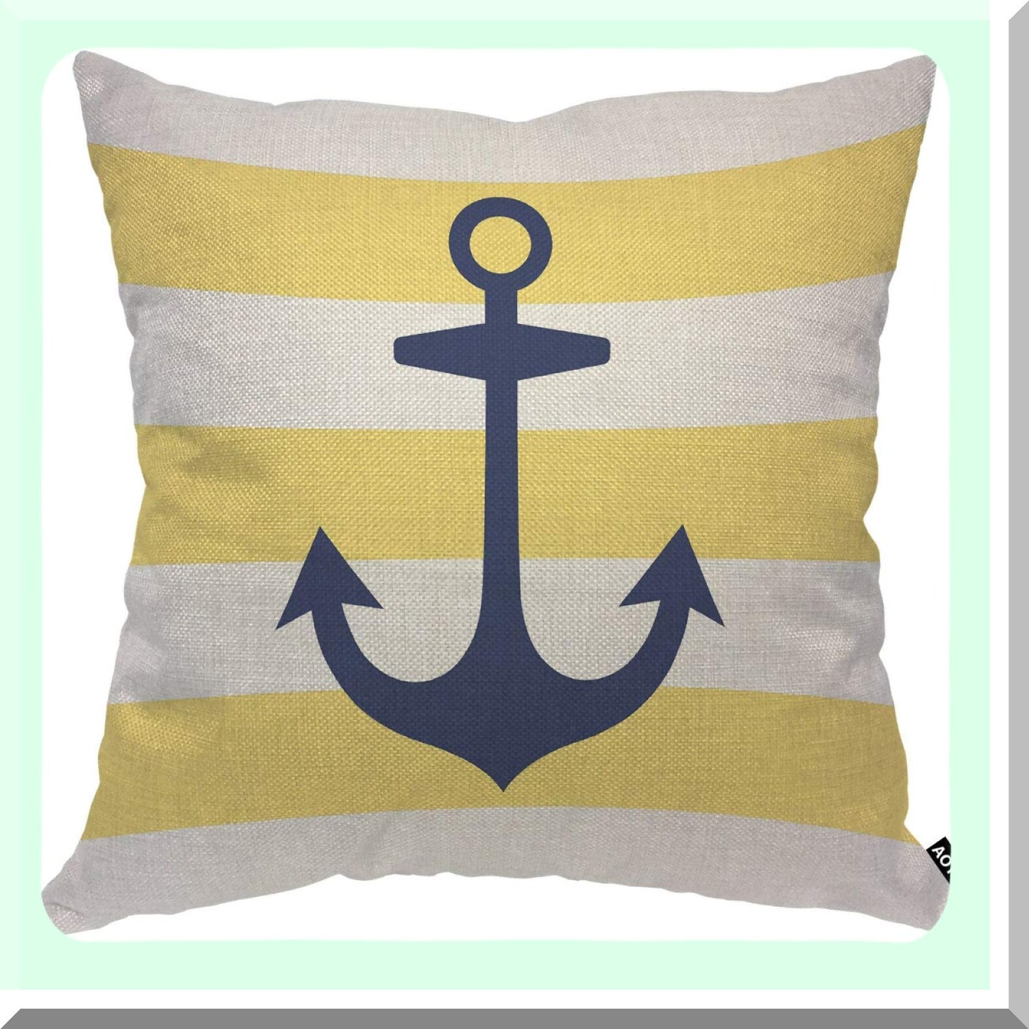Nautical Striped Sail Pillow Cover - Marine Anchor Boat Decorative Cushion Case for Home Couch Bed - Navy Ocean Ship Theme 18x18 Inch Throw Pillow Cover for Men Women Boys Girls