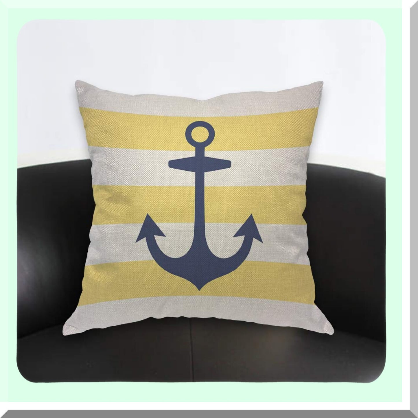 Nautical Striped Sail Pillow Cover - Marine Anchor Boat Decorative Cushion Case for Home Couch Bed - Navy Ocean Ship Theme 18x18 Inch Throw Pillow Cover for Men Women Boys Girls