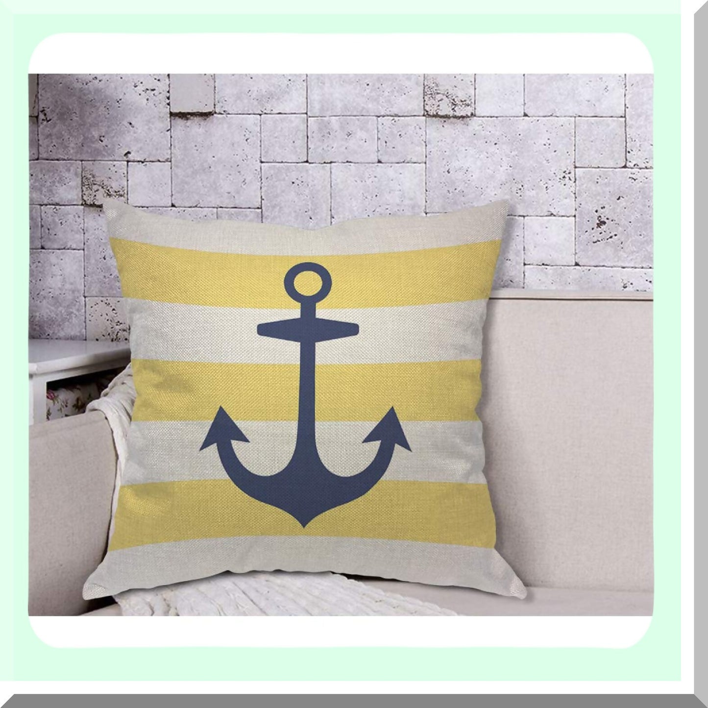 Nautical Striped Sail Pillow Cover - Marine Anchor Boat Decorative Cushion Case for Home Couch Bed - Navy Ocean Ship Theme 18x18 Inch Throw Pillow Cover for Men Women Boys Girls