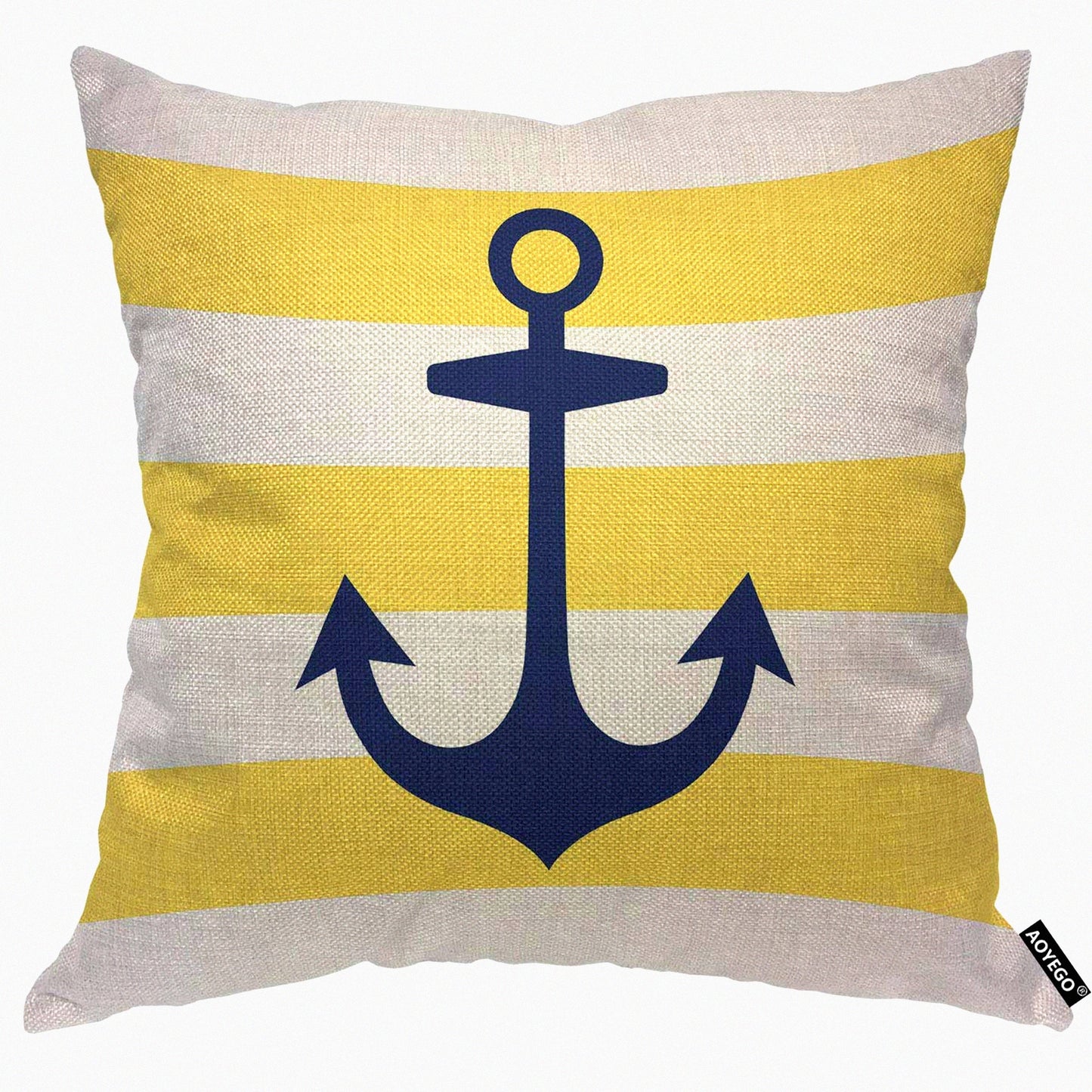 Nautical Striped Sail Pillow Cover - Marine Anchor Boat Decorative Cushion Case for Home Couch Bed - Navy Ocean Ship Theme 18x18 Inch Throw Pillow Cover for Men Women Boys Girls