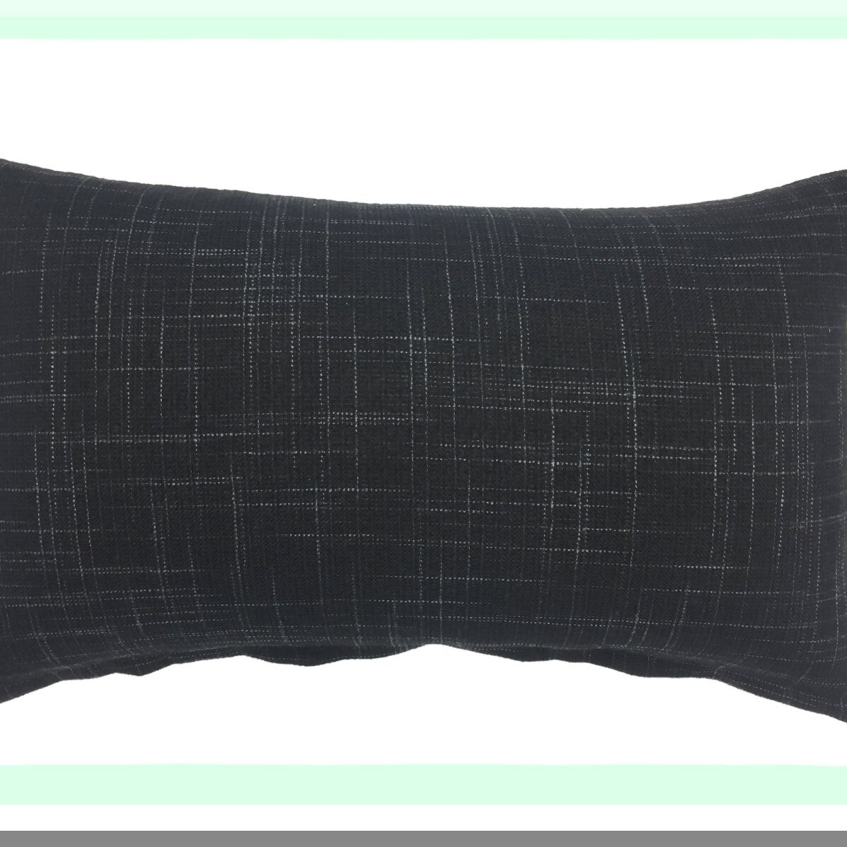 Black Cotton Linen Lumbar Pillowcase - 12x20 Inch Decorative Throw Pillow Cover for Couch Sofa Bed - Solid Color Oblong Rectangle Cushion Case