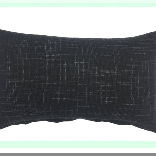 Black Cotton Linen Lumbar Pillowcase - 12x20 Inch Decorative Throw Pillow Cover for Couch Sofa Bed - Solid Color Oblong Rectangle Cushion Case