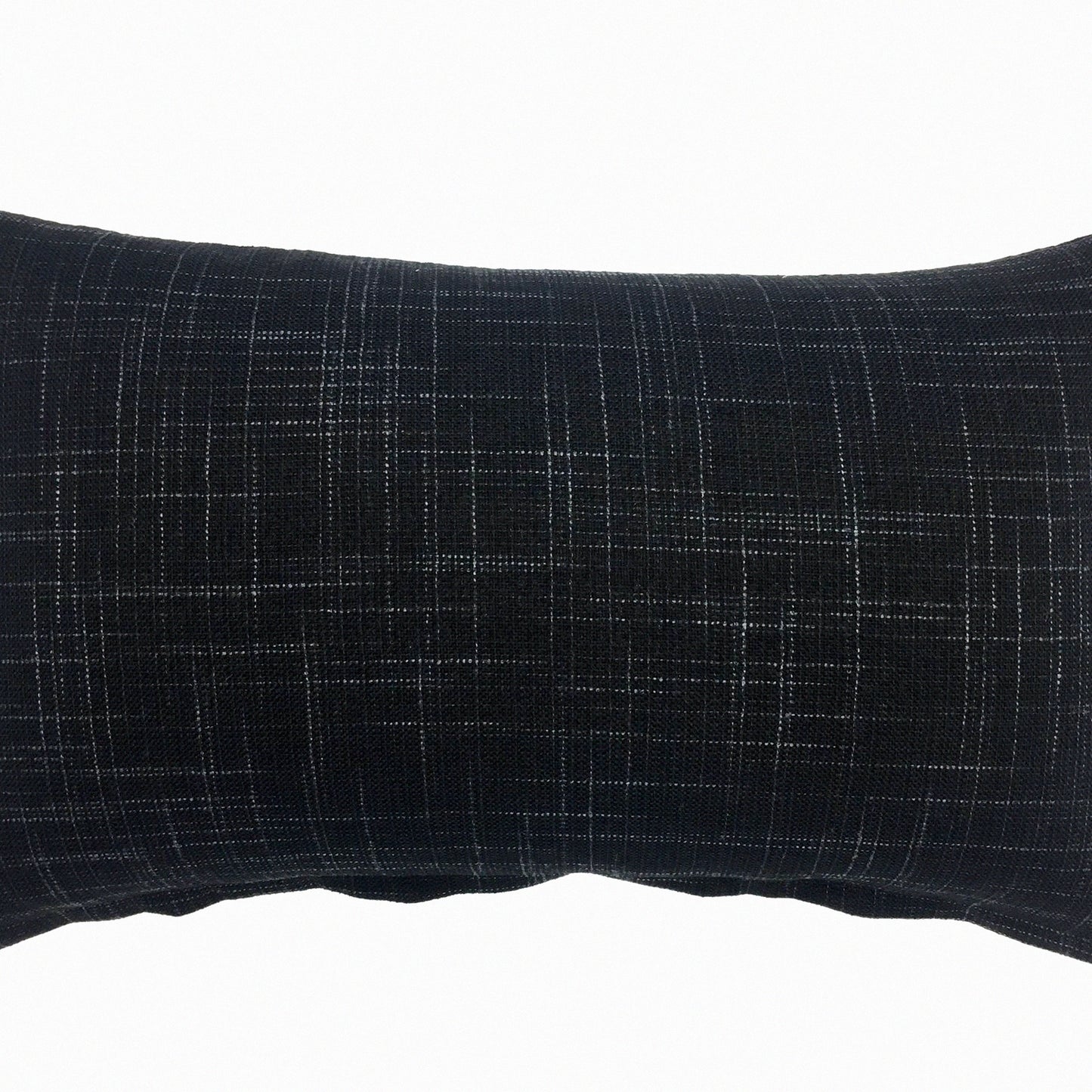Black Cotton Linen Lumbar Pillowcase - 12x20 Inch Decorative Throw Pillow Cover for Couch Sofa Bed - Solid Color Oblong Rectangle Cushion Case