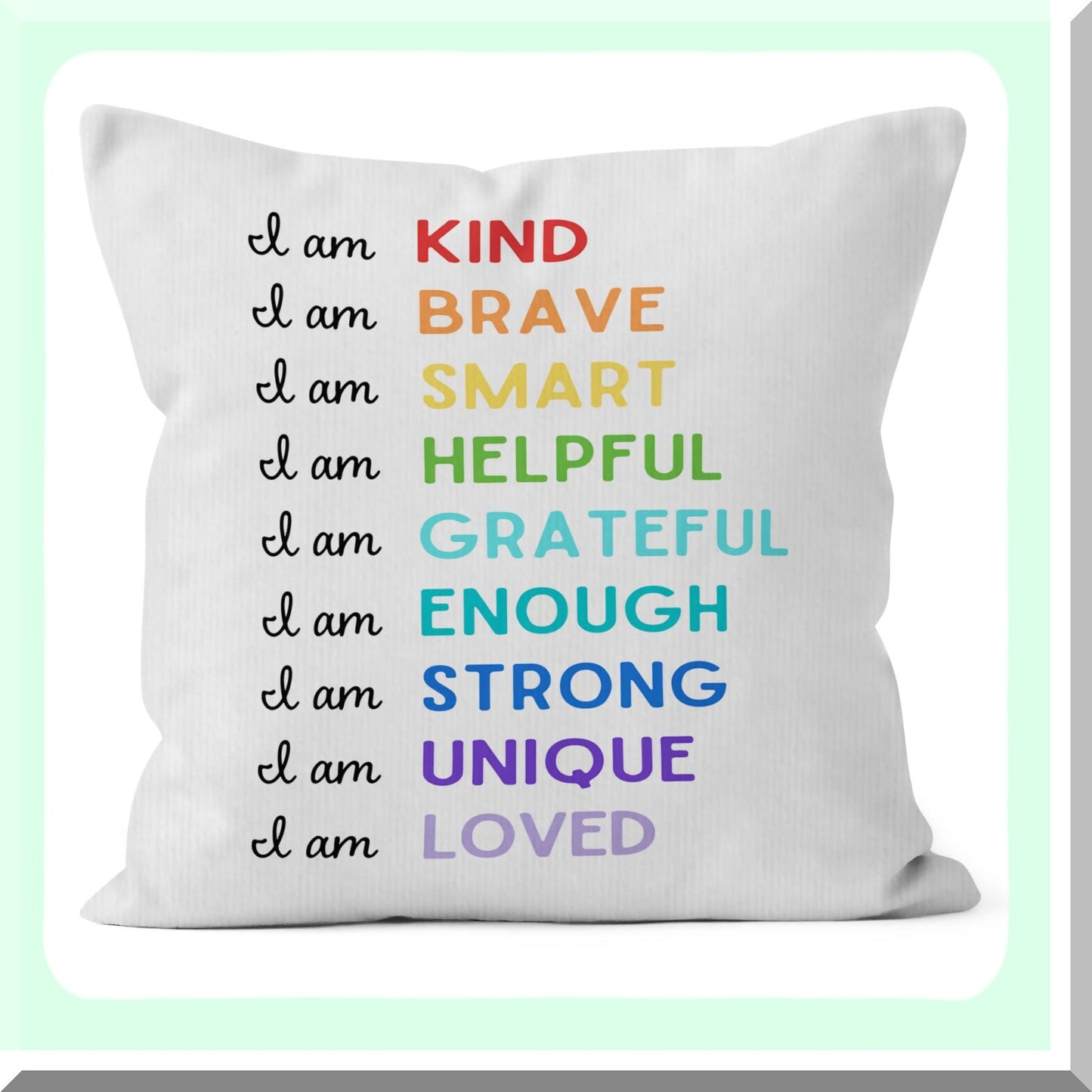Kindness Inspirations Pillowcase - Decorative Throw Pillow Cover for Clroom, Nursery, Bed Room & Home Decor - 18 x 18 Inch Inspirational Pillow Case