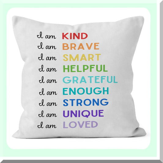 Kindness Inspirations Pillowcase - Decorative Throw Pillow Cover for Clroom, Nursery, Bed Room & Home Decor - 18 x 18 Inch Inspirational Pillow Case