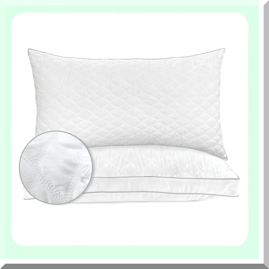 Luxury Plush Diamond Quilted Goose-Down Pillows - Hotel Quality Bed Pillows for Side, Back, Stomach Sleepers - 2-Pack Standard/Queen White