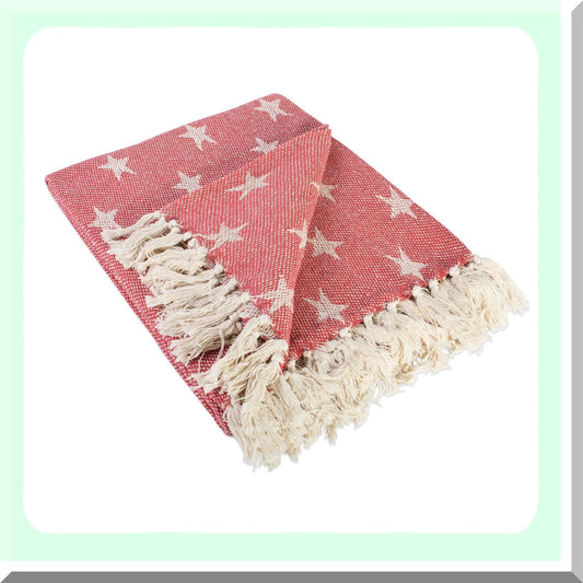 Patriotic Star Tango Red Throw Blanket - Perfect for 4th of July, Chair, Couch, Bed, Picnic, Camping, Beach, or Cozy Home Use (50 x 60)