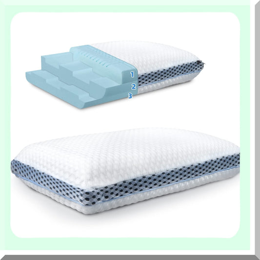 CoolGel Comfort Support Pillow - Firm Memory Foam Cervical Cooling Ventilated Pillow for Neck Pain Relief, Back & Side Sleepers - Washable Cover - Standard Size