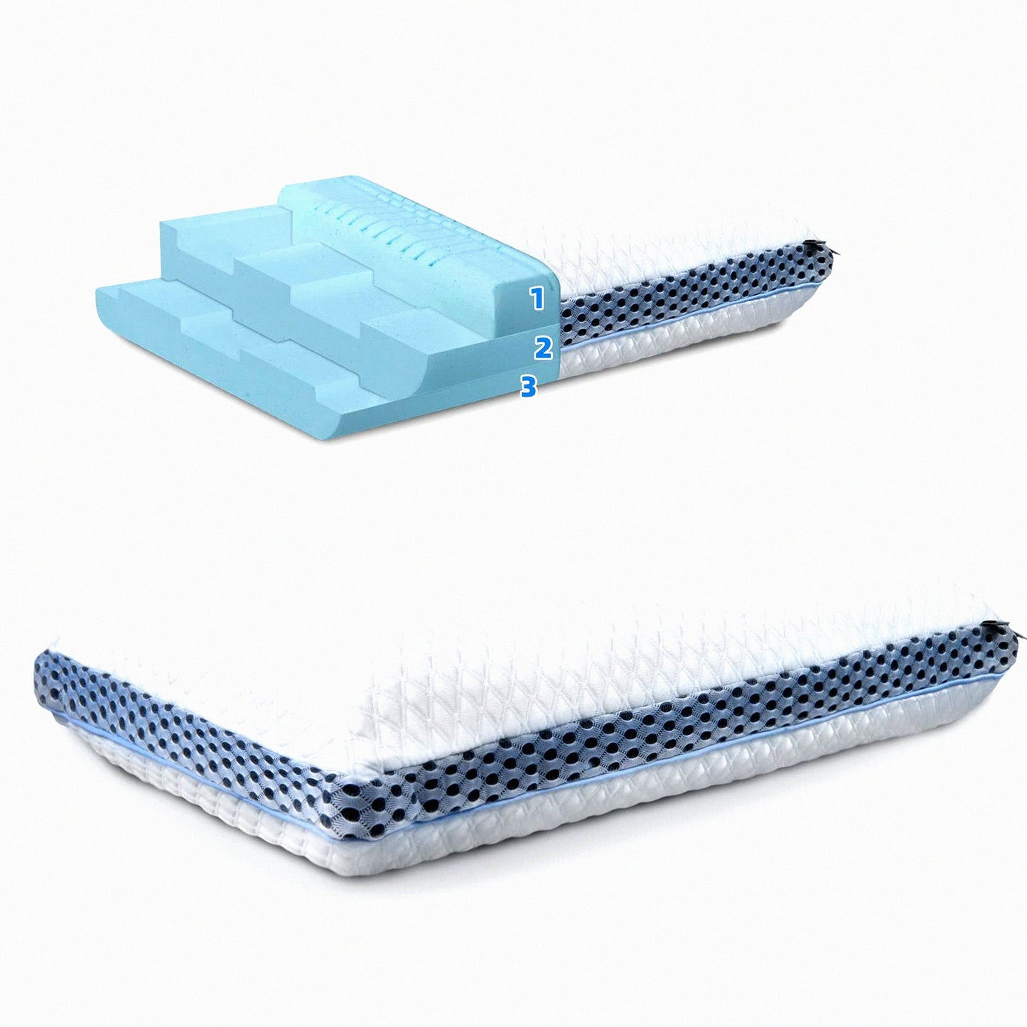 CoolGel Comfort Support Pillow - Firm Memory Foam Cervical Cooling Ventilated Pillow for Neck Pain Relief, Back & Side Sleepers - Washable Cover - Standard Size