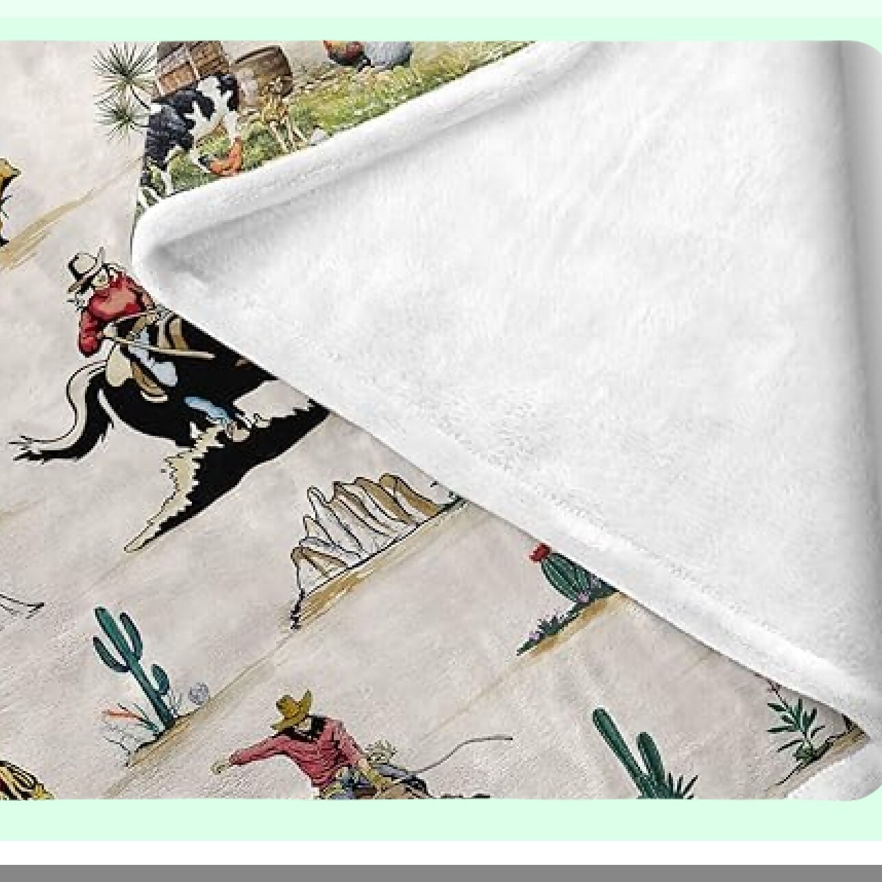 Wild West Cowboy Cactus Throw Blanket - Farmhouse Country Western Blanket for Couch, Sofa, or Bed (50" x 60")"
