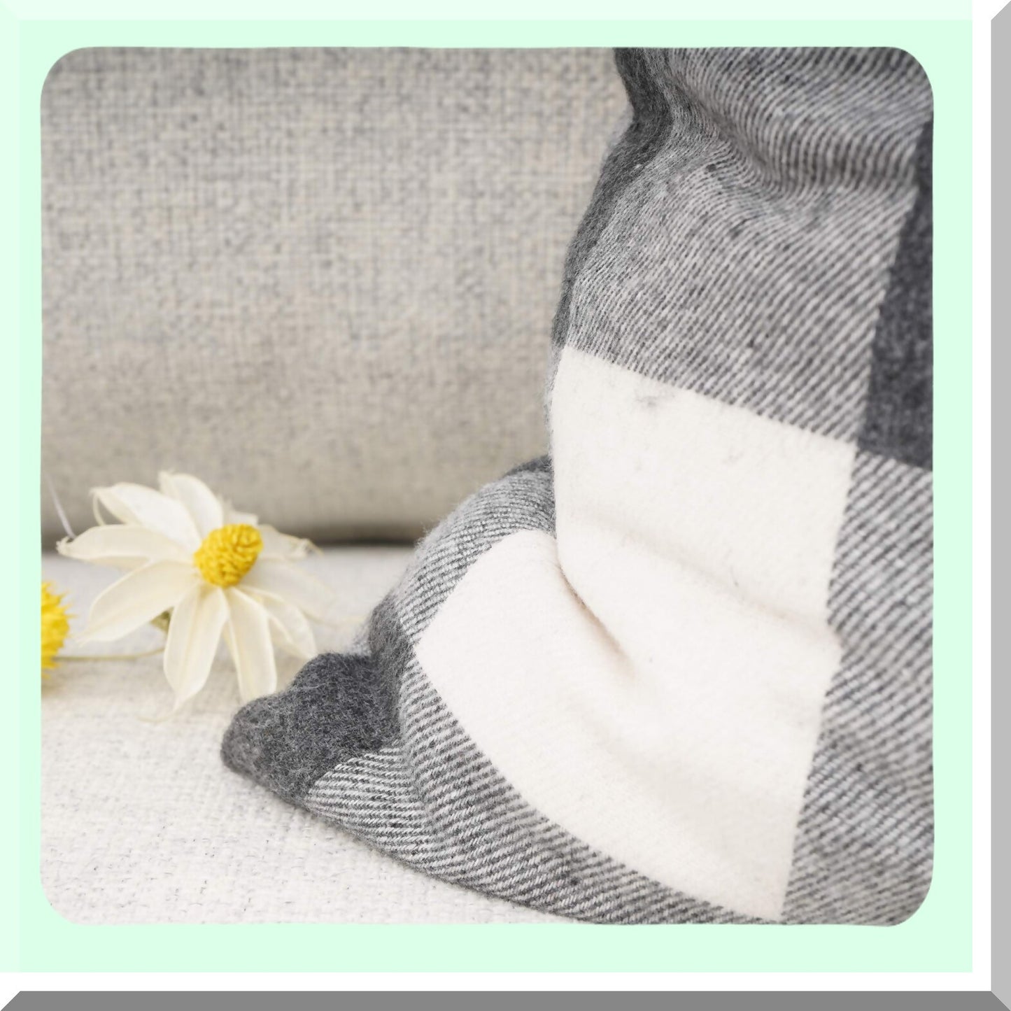 Retro Buffalo Plaid Farmhouse Linen Cushion Cover - Grey/White Checkers Tartan Decorative Throw Pillow Case for Sofa 12 x 20 Inch