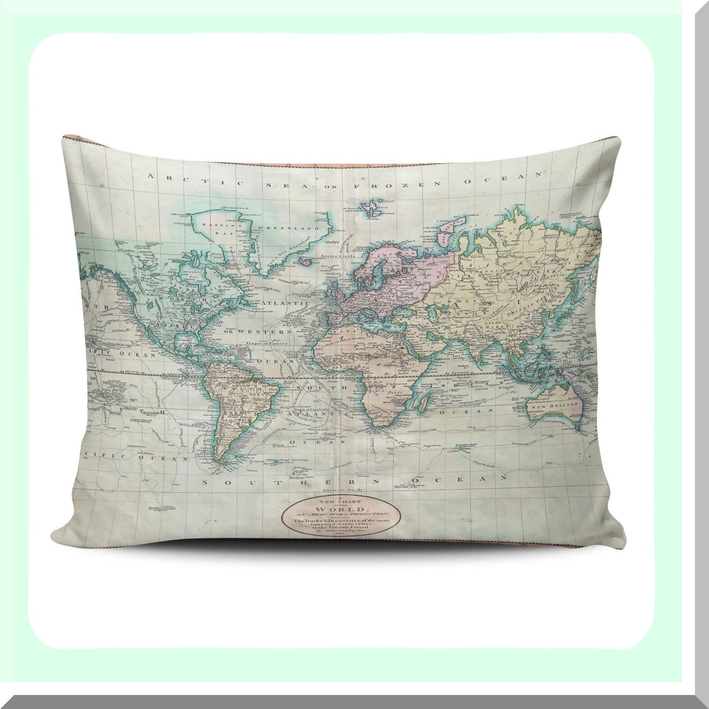 World Map Wanderlust Pillowcase - Customized Decorative Throw Pillow Cover - 16x24 Inches - Unique Global Travel Decor - Personalized Rectangle Case