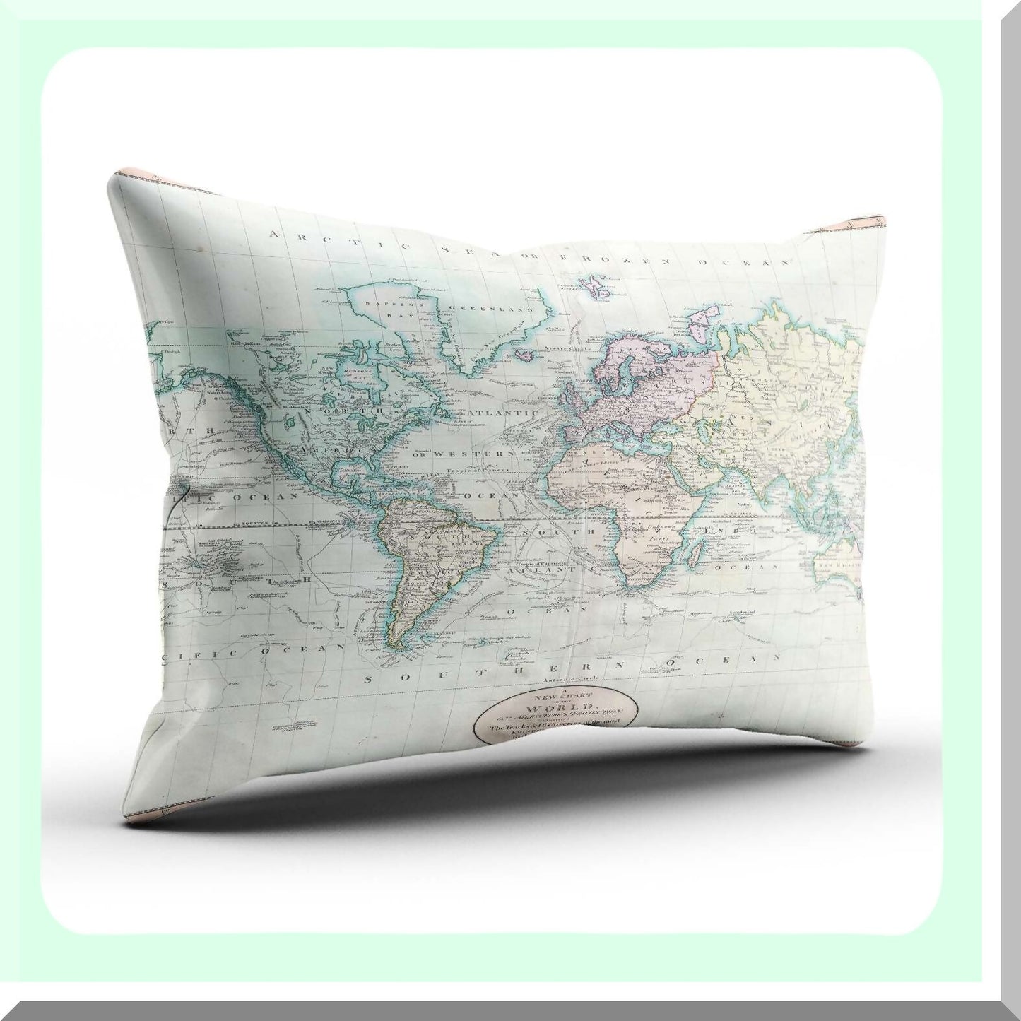 World Map Wanderlust Pillowcase - Customized Decorative Throw Pillow Cover - 16x24 Inches - Unique Global Travel Decor - Personalized Rectangle Case