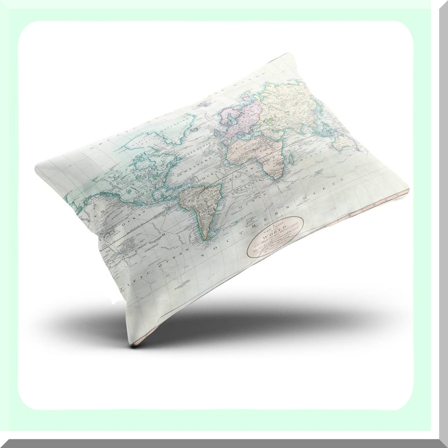 World Map Wanderlust Pillowcase - Customized Decorative Throw Pillow Cover - 16x24 Inches - Unique Global Travel Decor - Personalized Rectangle Case