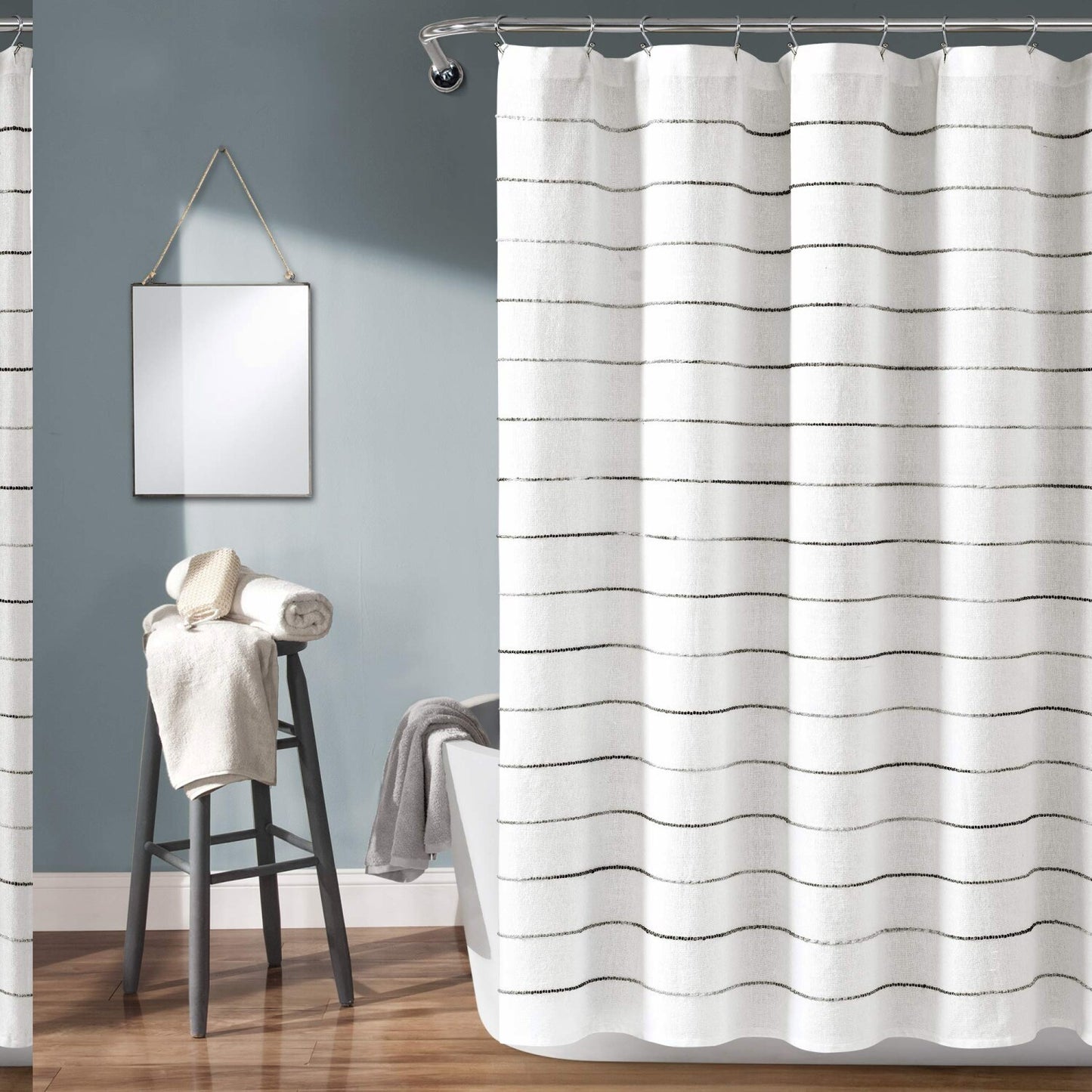 Ombre Stripe Yarn Dyed Cotton Shower Curtain 72x72