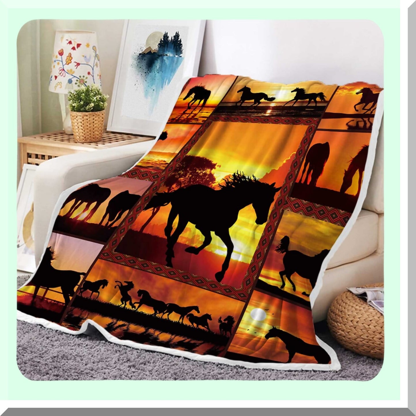 Western Comfort Fleece: Soft Animal Print Throw Blanket for Couch, Sofa, Bed - 50x60 Inches