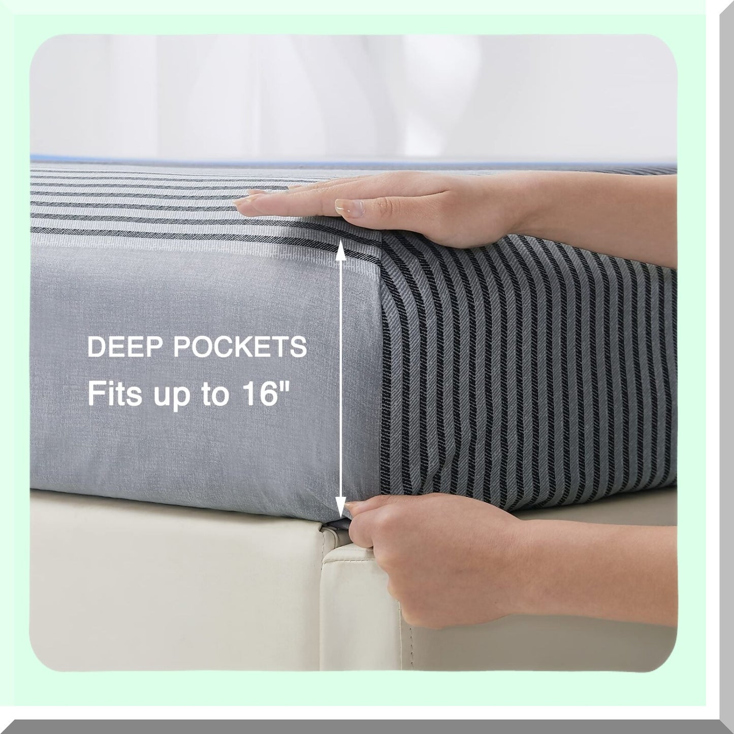 Blue StripeSoft Microfiber Bedding Set - Wrinkle Free 4 Piece Sheet Set with Deep Pocket - Includes Fitted Sheet, Flat Sheet, and Pillowcases