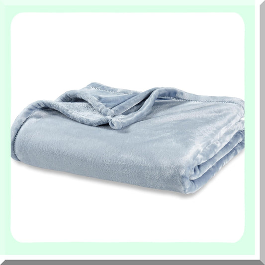 VelvetLoft Cozy Plush Throw - Lightweight, Soft, Fuzzy Blanket for Bed & Couch, Polar Blue, 50x60 Inches