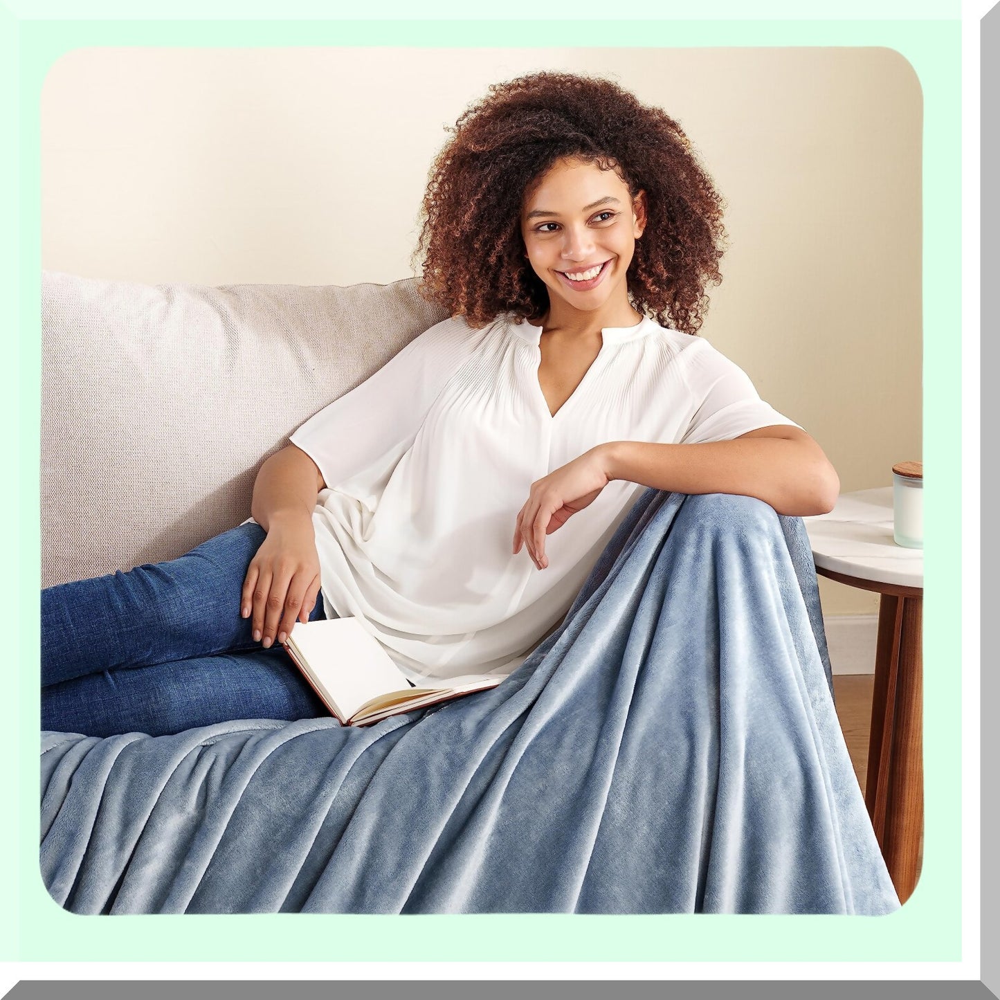 VelvetLoft Cozy Plush Throw - Lightweight, Soft, Fuzzy Blanket for Bed & Couch, Polar Blue, 50x60 Inches