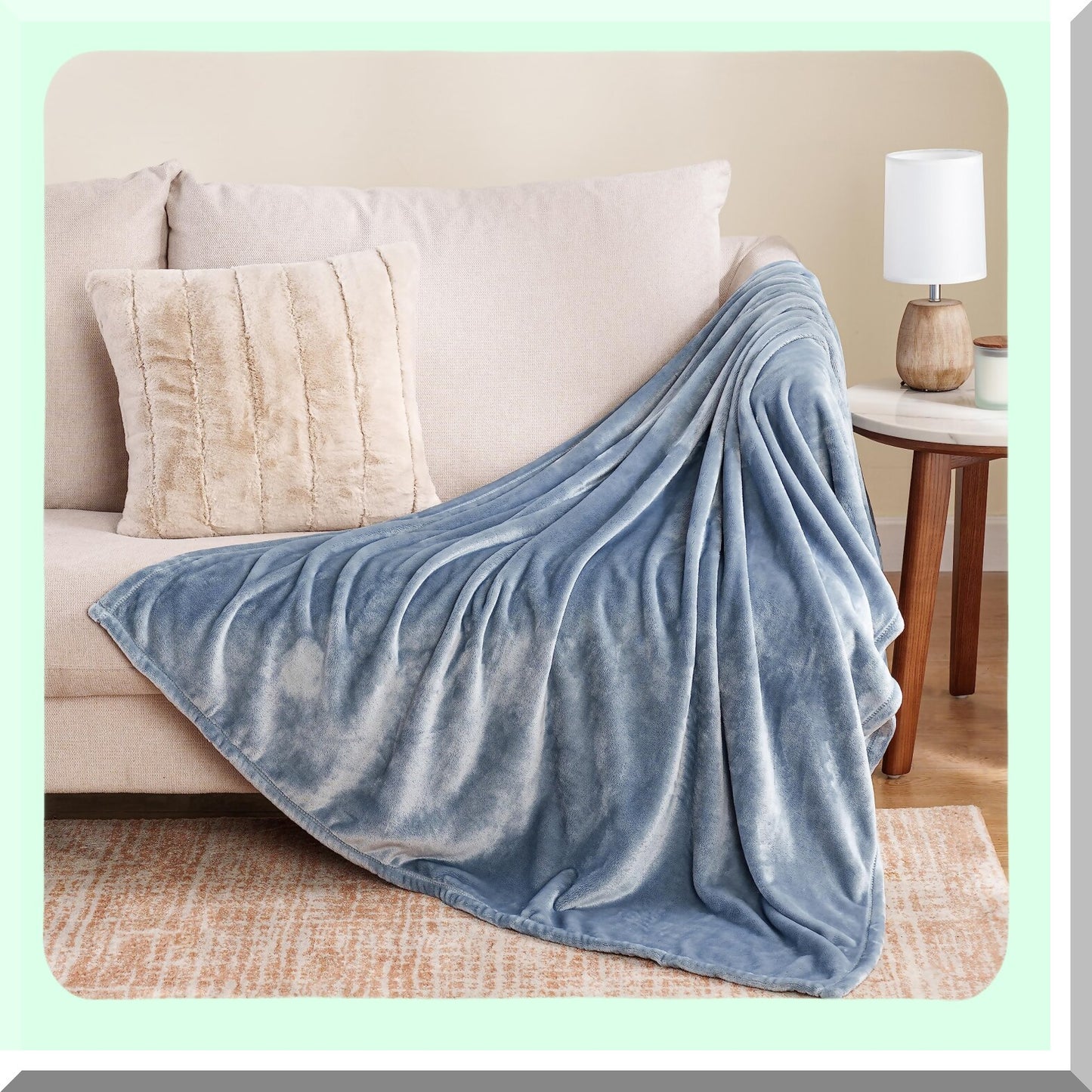 VelvetLoft Cozy Plush Throw - Lightweight, Soft, Fuzzy Blanket for Bed & Couch, Polar Blue, 50x60 Inches