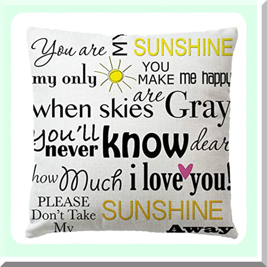 Sunshine Farmhouse Quote Pillow Cover - Linen Cushion Case for Home Decor - Sofa Couch Porch Decorative Pillowcase - 20" x 20" Cotton Cozy Throw