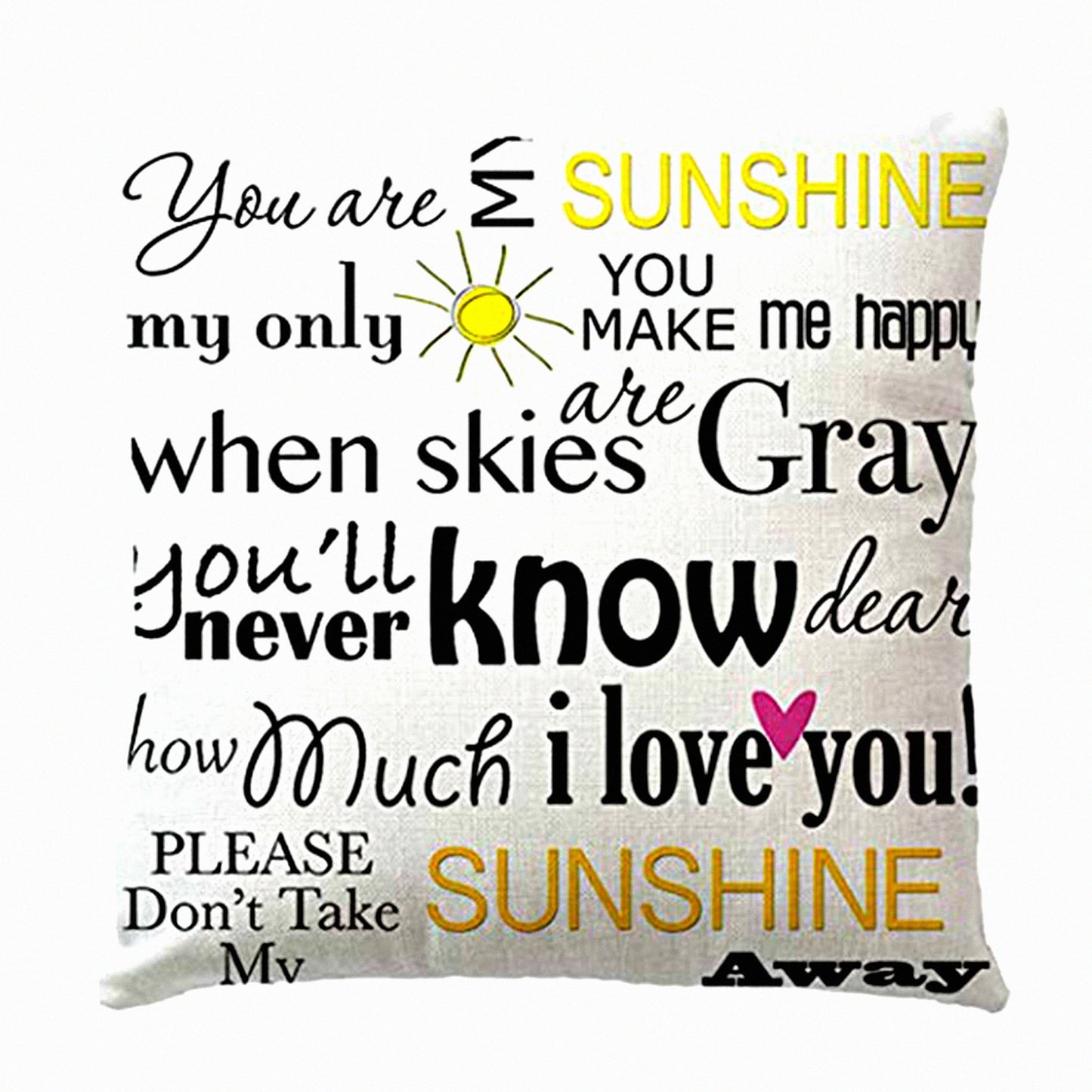 Sunshine Farmhouse Quote Pillow Cover - Linen Cushion Case for Home Decor - Sofa Couch Porch Decorative Pillowcase - 20" x 20" Cotton Cozy Throw